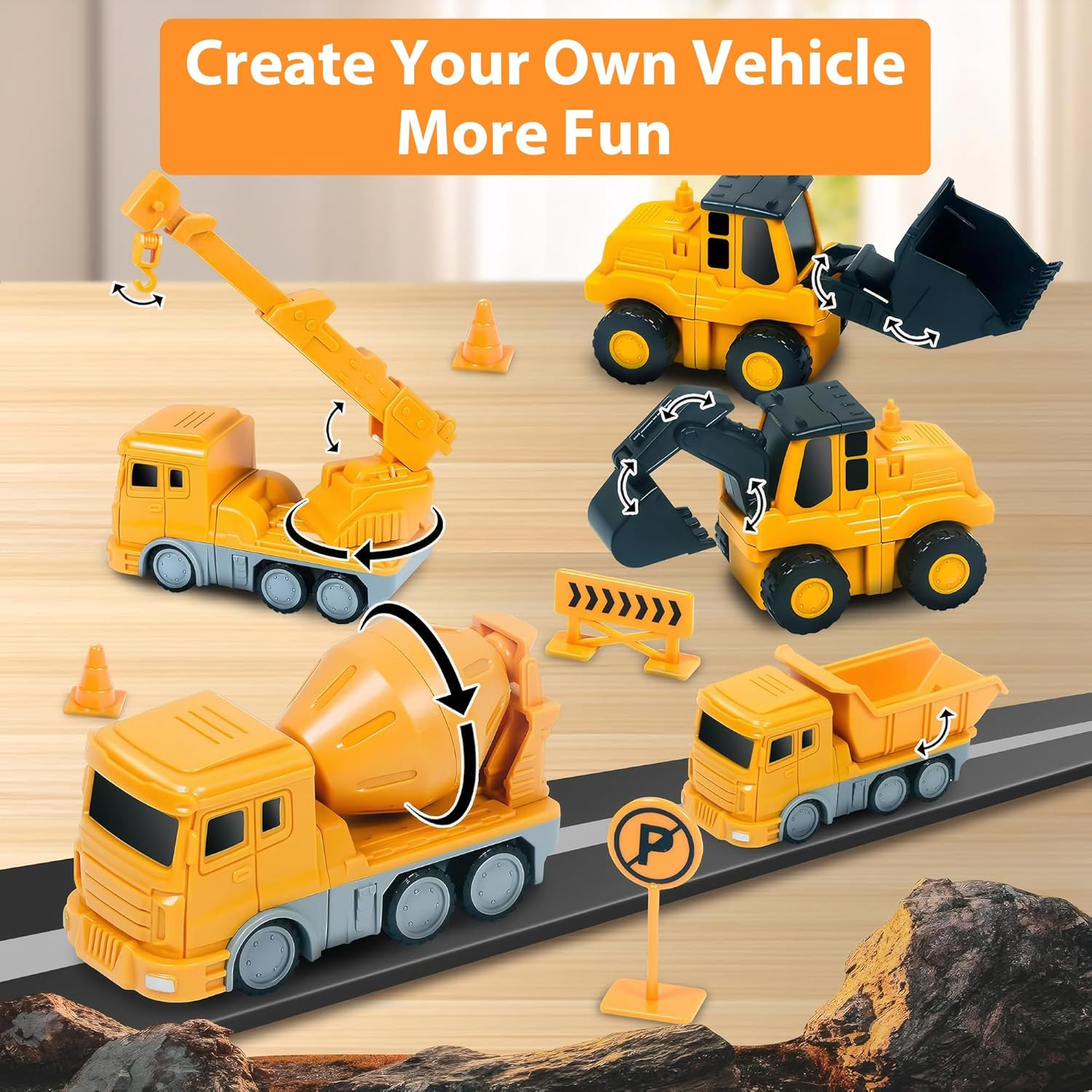 Magnetic Transform Engineering Car Toys with Storage Box for Kid Age 3-8 image number 2