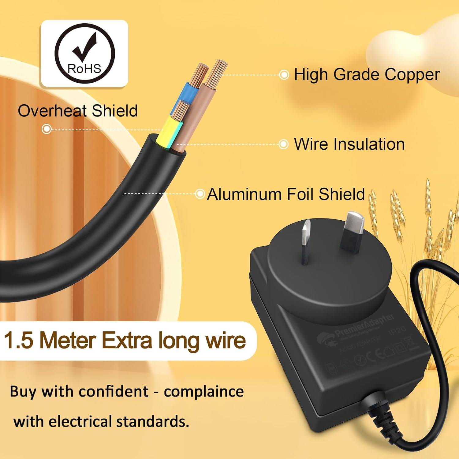 Premieradapter Replacement Power Supply for 6V Telstra TV (Roku) Power Adapter Model: Mh12Ah059200-A3, 6V Philips Avent SCD600/10 SCD610 Cable [6A03] image number 4