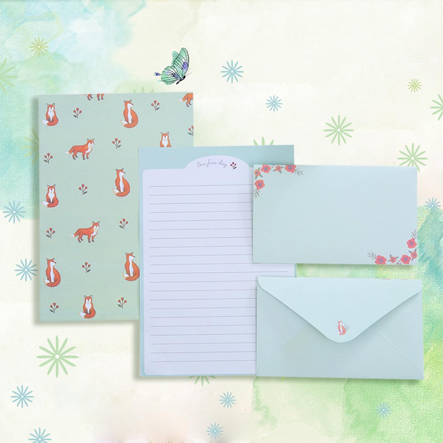 180Pcs Decorative Writing Paper & Envelopes Stationery Set, 10 Designs A5 Size Lined Stationery Paper, Cute Flower Printer Paper, Floral Themed Craft Paper for Letters Invitations Poem Office School image number 4