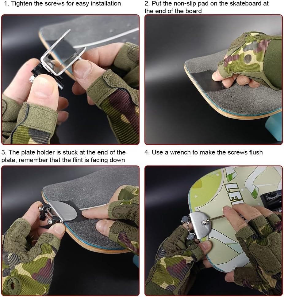 Skateboard Spark Plate, Flint Pad, Sparking Flames Tail Plate Attachment Add Sparking Flames Tail Elevate Your Skateboard Experience Unleash the Thrill Illuminate Your Ride Friction Spark Tool