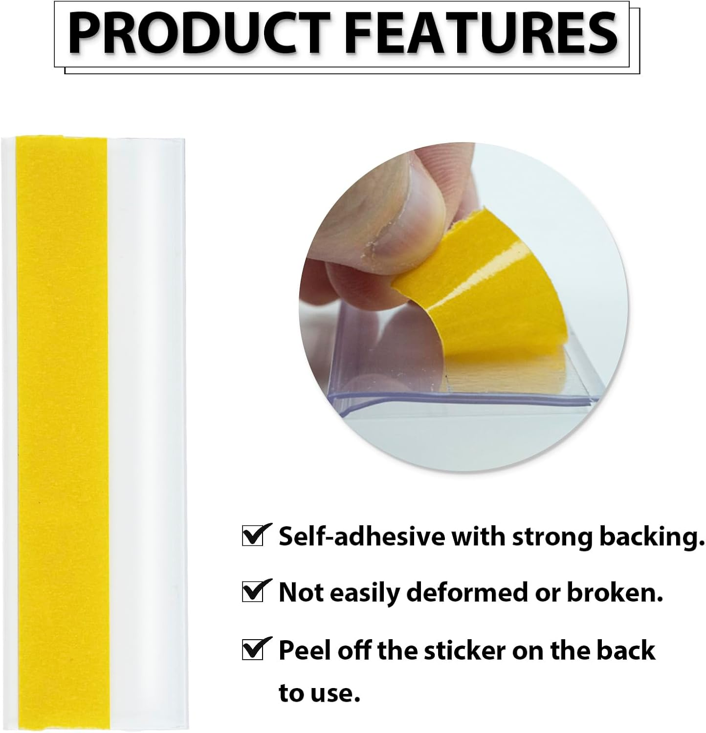 60 Pcs Self Adhesive Label Holders Shelf Tag Label Holders with Paper Inserts Plastic Price Tag Holder Label Holders for Storage Bins (Transparent Color) image number 1