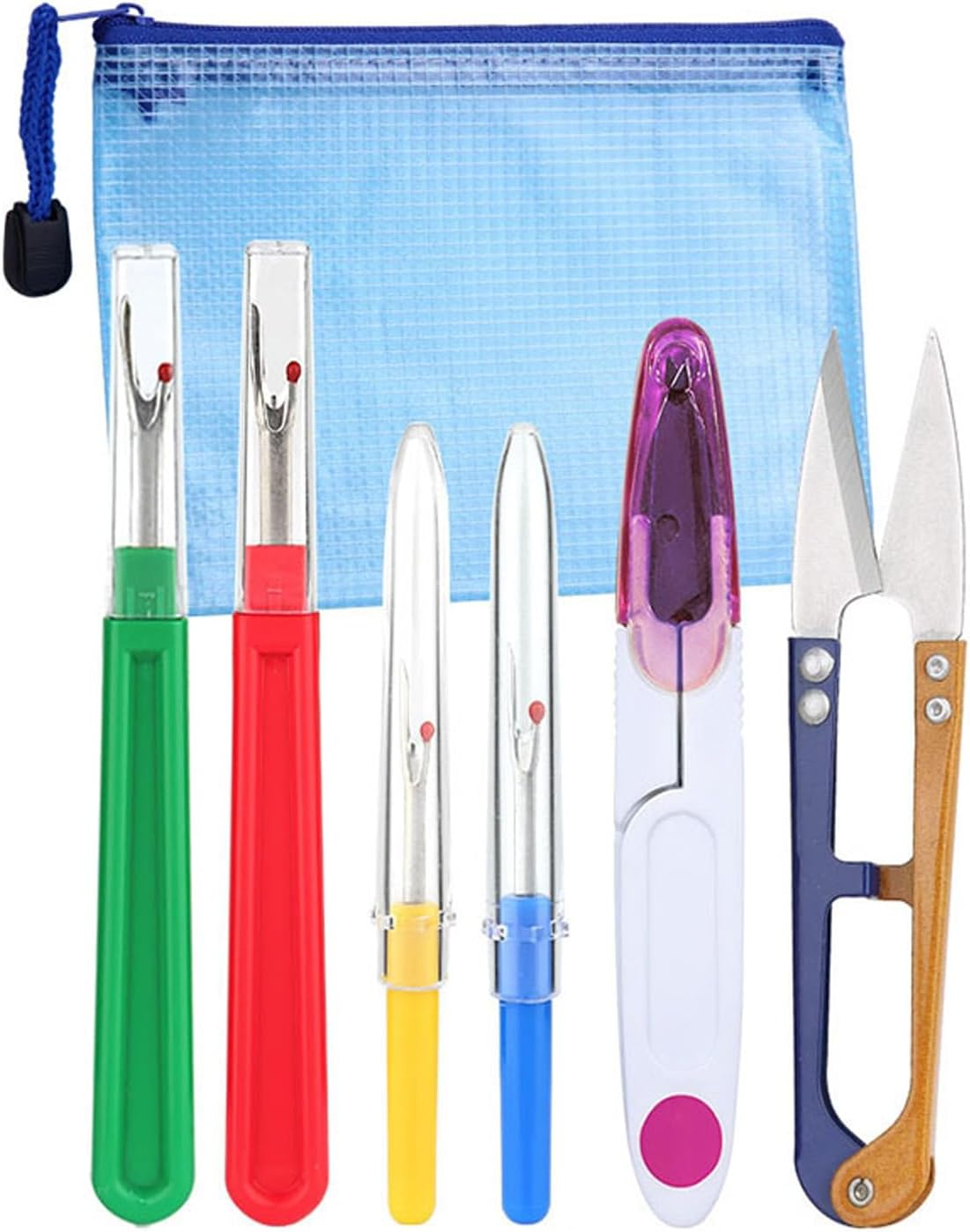 LYSAIMG 7 Pcs Seam Ripper and Thread Remover,Craft Sewing Tool Set Include 2 Big and 2 Small Sewing Stitch Thread Unpicker and 2 Sewing Scissor 1 Zipper Bag image number 3