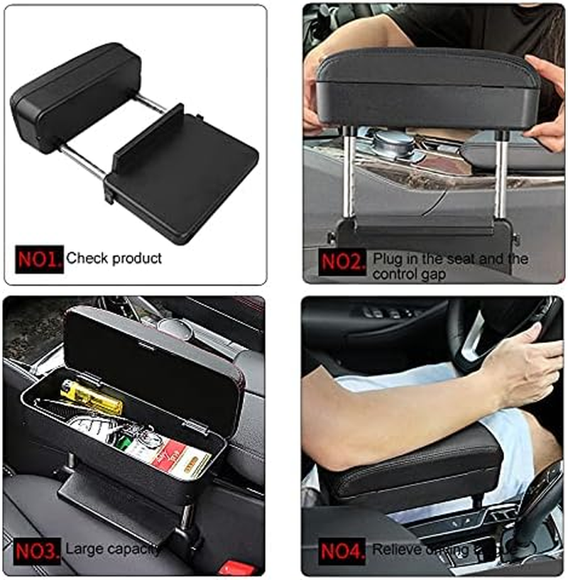SENYAZON Car Console Armrest Box Arm Rest Height Adjustable Comfort Elbow Pad Armres Storage Organizer Box (Grey) image number 3