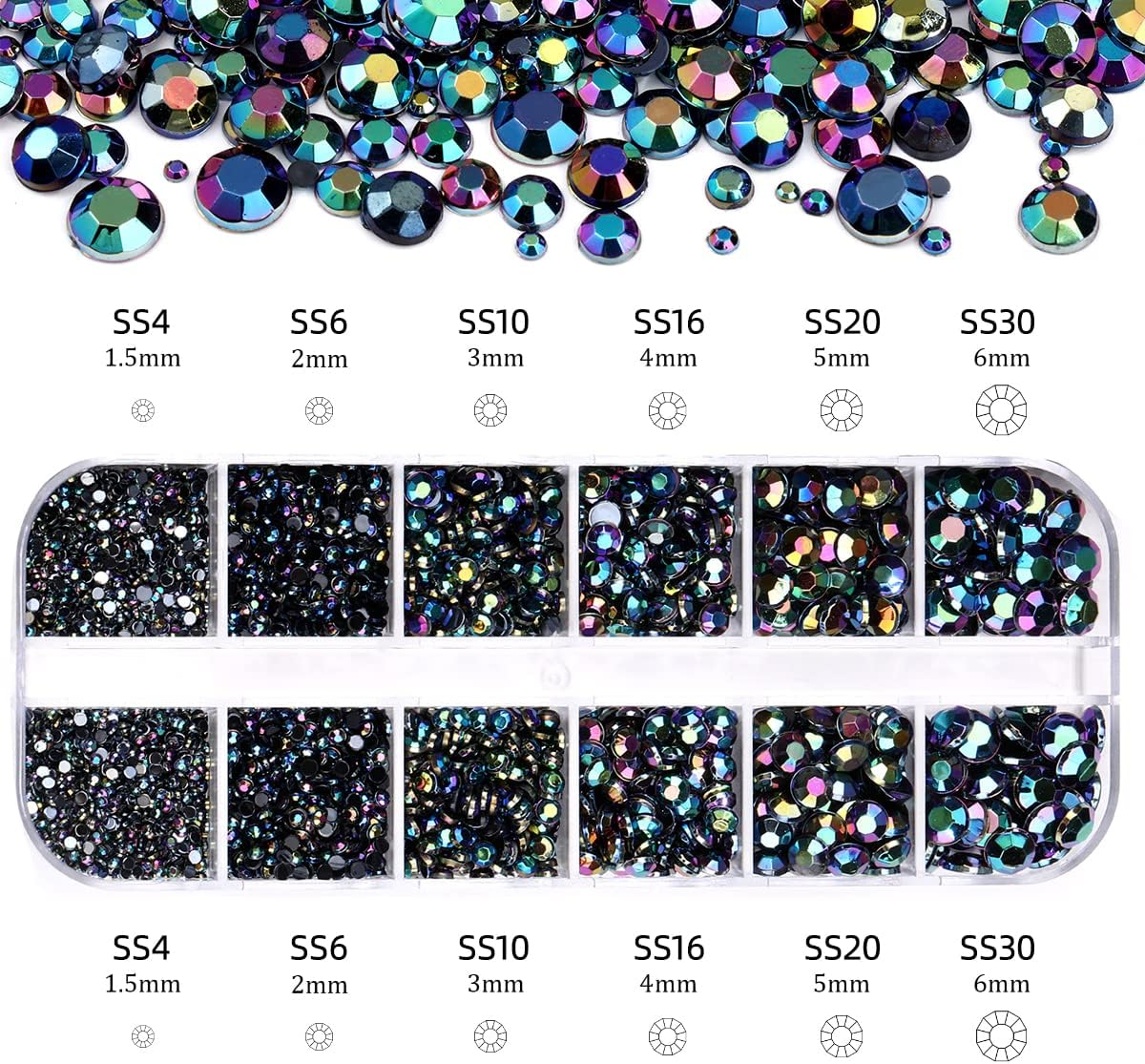 5320 Pieces Flat Back Gems round Crystal Rhinestones 6 Sizes (1.5-6 Mm) Colorful Gems with Pick up Tweezer and Rhinestones Picking Pen for Crafts Nail Face Art Clothes Shoes Bags DIY image number 4