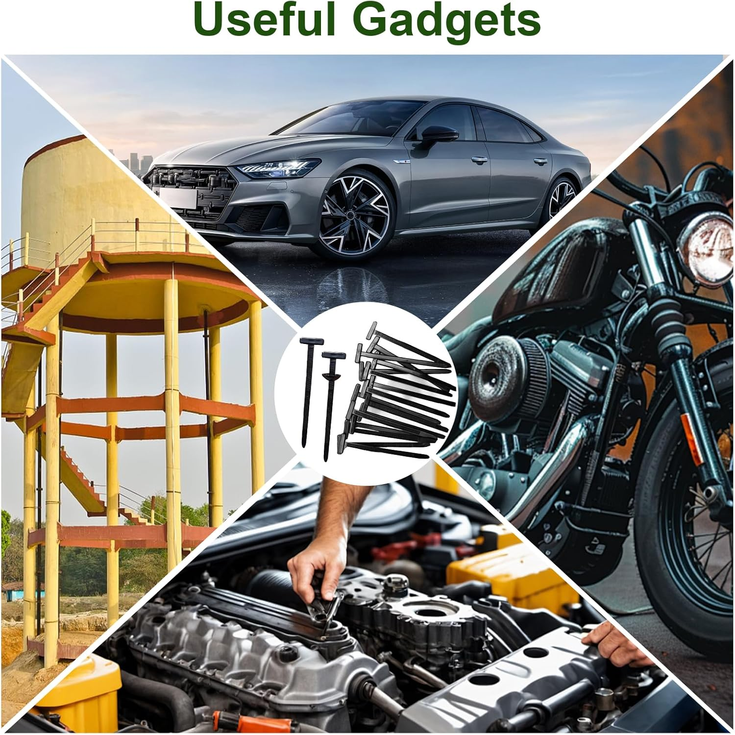 100PCS Nylon Universal Cable Tie Buckle, Zip Ties Heavy Duty with Pin & Button Design, Car Daily Repair, Applicable Toengine Lower Guard Plates, Fender Linings, Fenders, Trunkclips (100) - 100 image number 5