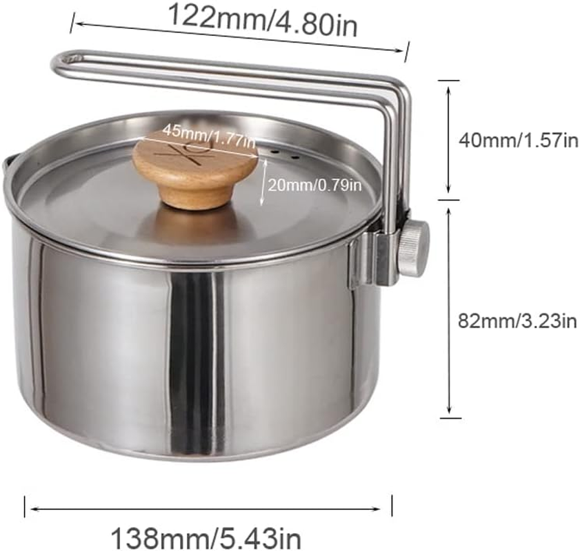 ZEYUAN Stainless Steel Kettle Outdoor Camping Pot Portable Mountaineering Trekking Cooking Tool Travel Hiking Cookware Equipment image number 1