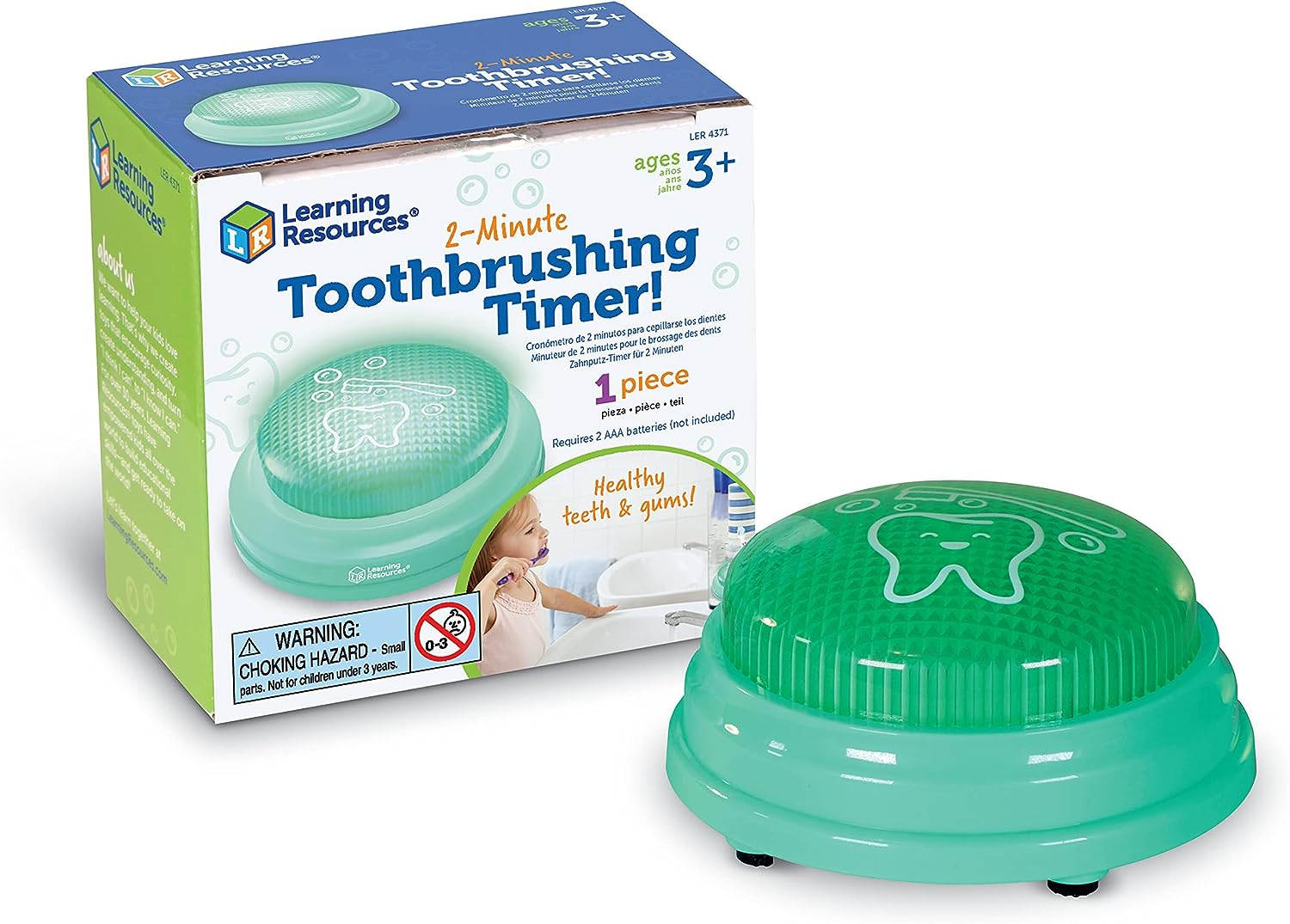 Learning Resources 2-Minute Toothbrushing Timer - Age 3+ Helps Kids Dental Health, Toddler Bathroom Timer for Kids image number 5