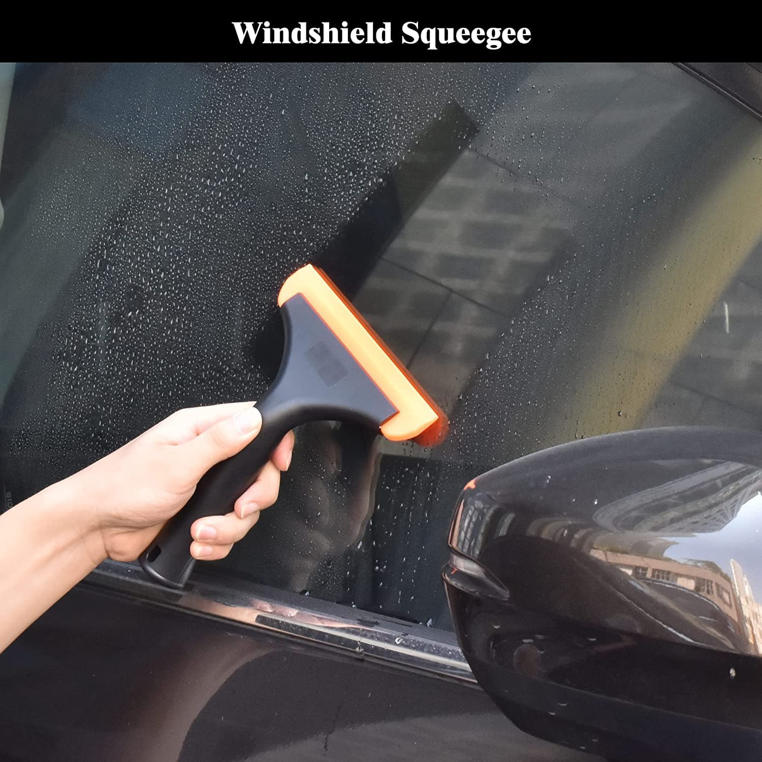 3Pcs Silicone Squeegee for Shower Glass Door, Car Windshield Squeegee, Auto Water Blade Wiper, Small Squeegee for Car Window, Mirror, Window, Household, Bathroom Cleaning image number 1