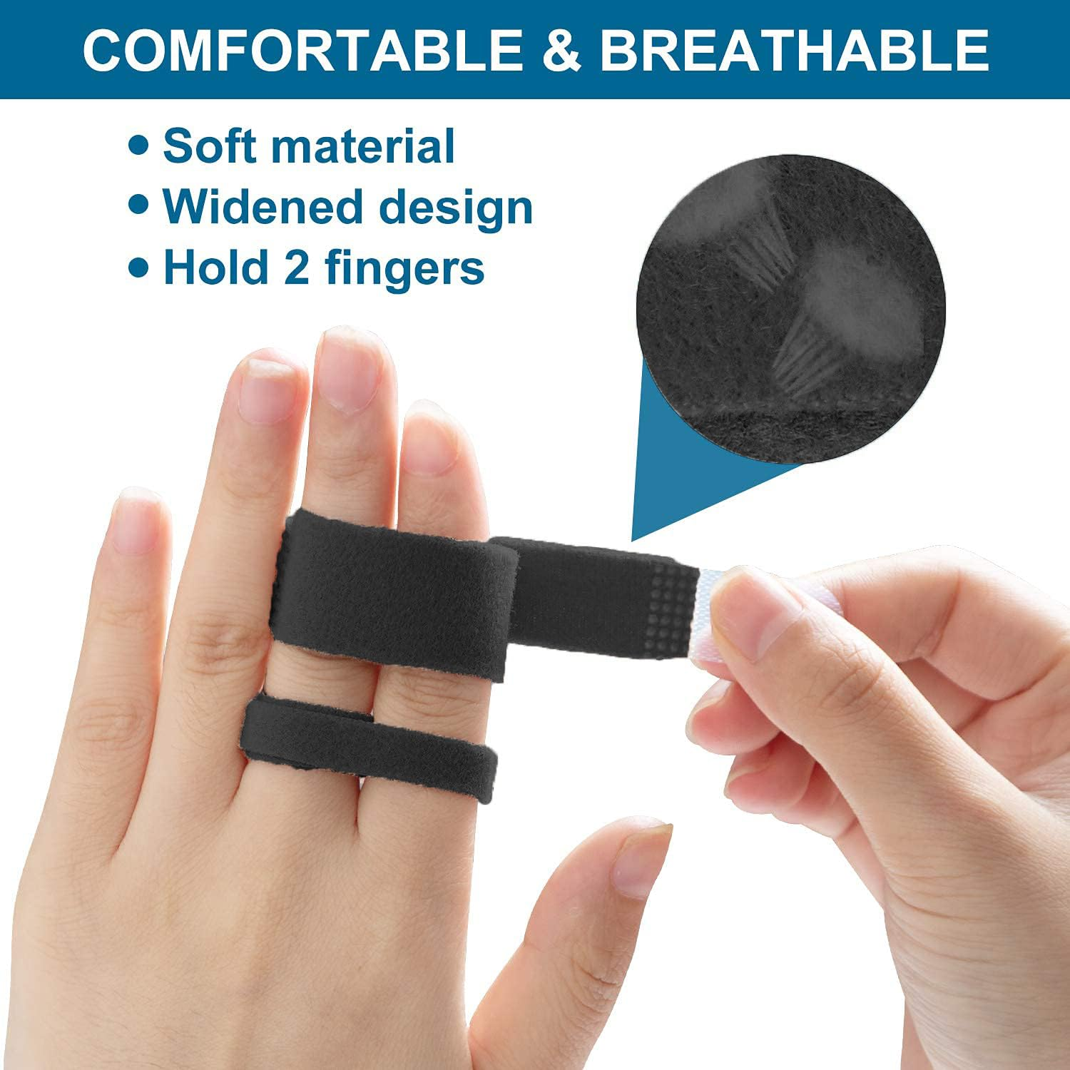 8 Pieces Buddy Finger Wraps Tapes for Broken, Sprained, Fractured Finger Straps for Jammed, Swollen, Dislocated Joint image number 2