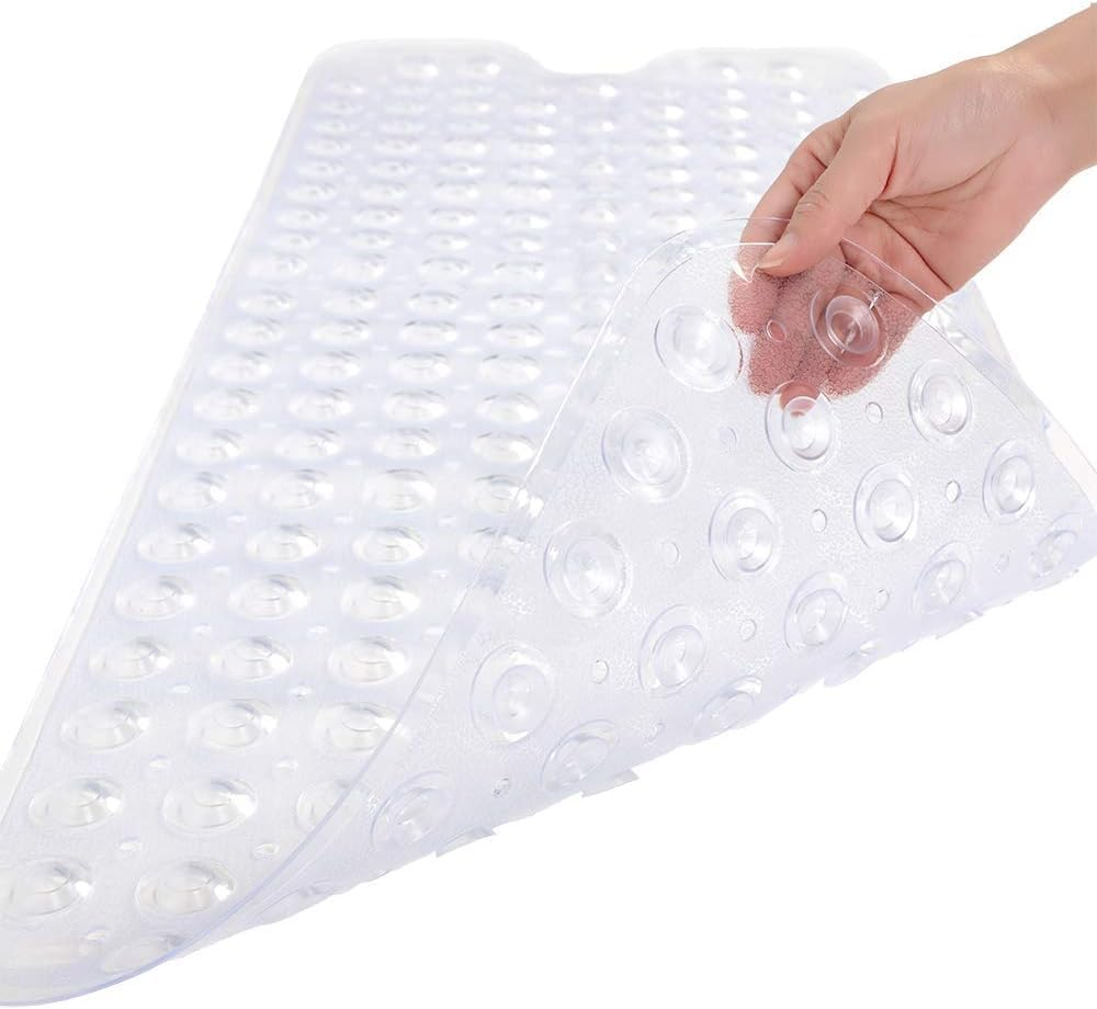 Non-Slip Bath Mat with Suction Cups, 100X40Cm Extra Long Bathtub Mats，Anti-Mould, Machine-Washable, Latex-Free， Shower Mat Ideal for Elderly (Clear) image number 2