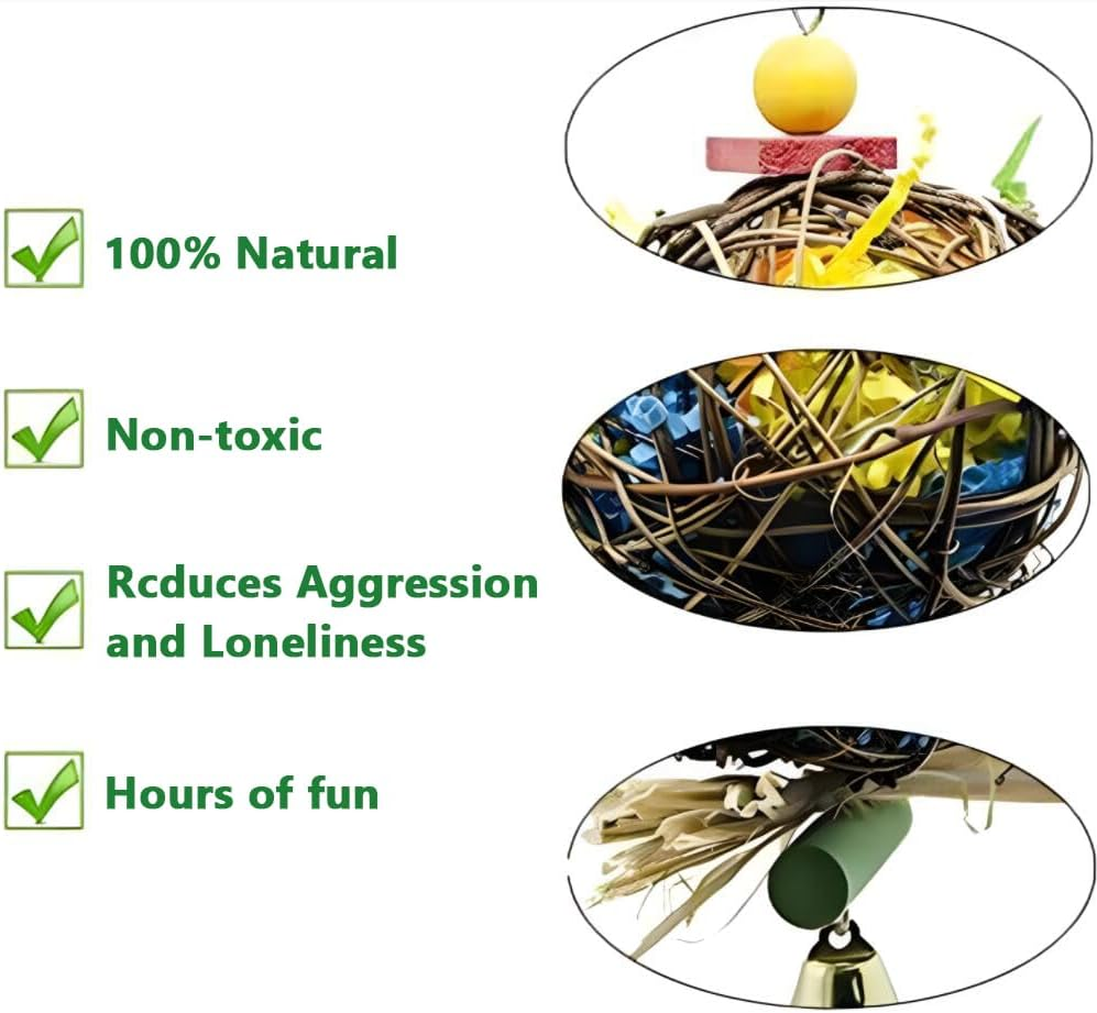 2 Pcs Bird Chewing and Foraging Toys - Parrot Cage Hanging Toy for Budgies Parakeet image number 3