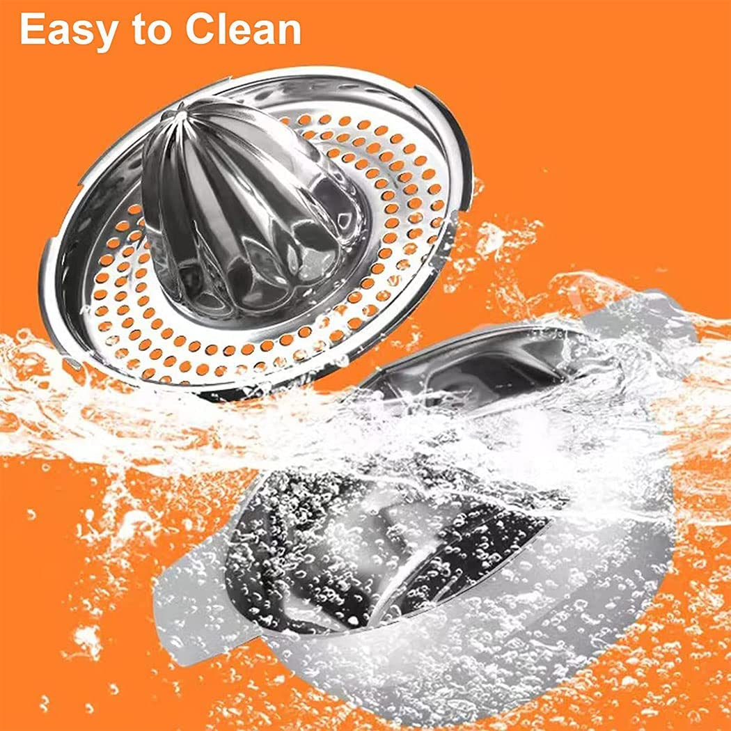 Citrus Juicer Stainless Steel, Manual Hand Citrus Juicer Squeezer for Orange, Lemon, Grapefruit, Lime Lemon & Fruit Juices,Dishwasher Safe,Silver(13Oz) image number 1