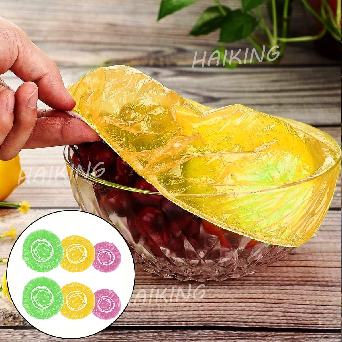 Food Storage Plastic Bowl Covers, 60 Pcs Reusable Colorful Elastic Food Covers for Kitchen, Outdoor Picnic (3 Sizes) image number 2