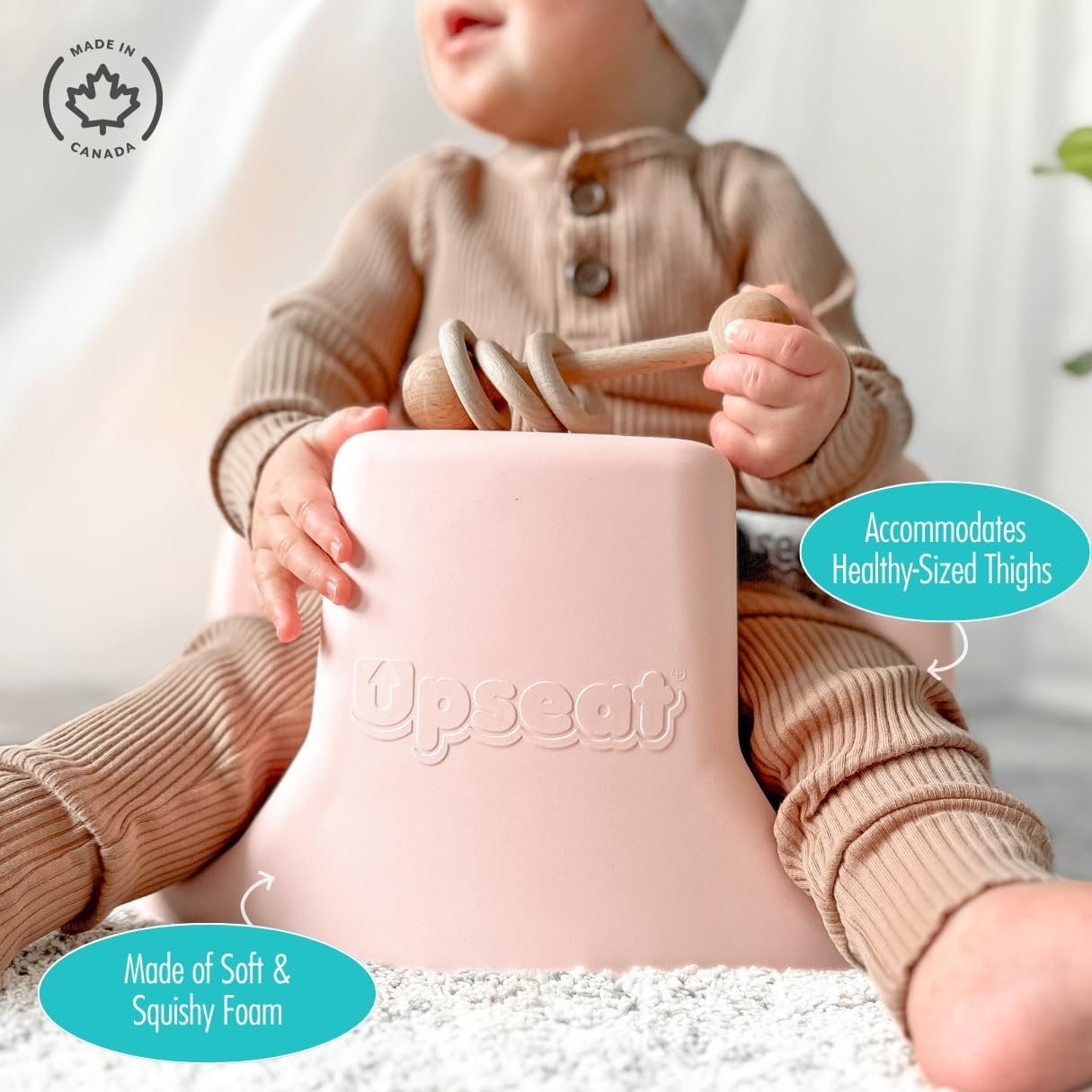 Upseat Baby Floor Seat Booster Chair for Sitting up with Removable Tray for Meals and Playtime, Developed with Physical Therapists for Safe and Healthy Hip Development and Posture (Pink) image number 3