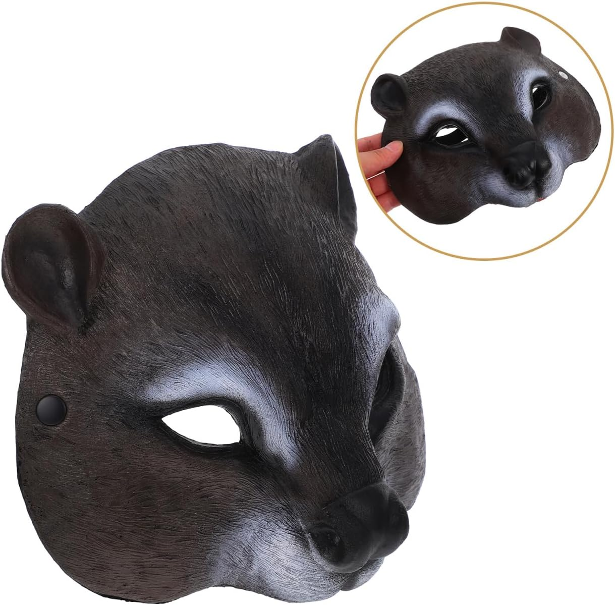 Squirrel Mask Half Face Pu Masquerade Mask for Adults Realistic Animal Cosplay Costume Party Accessory with Fine Detail Design image number 2