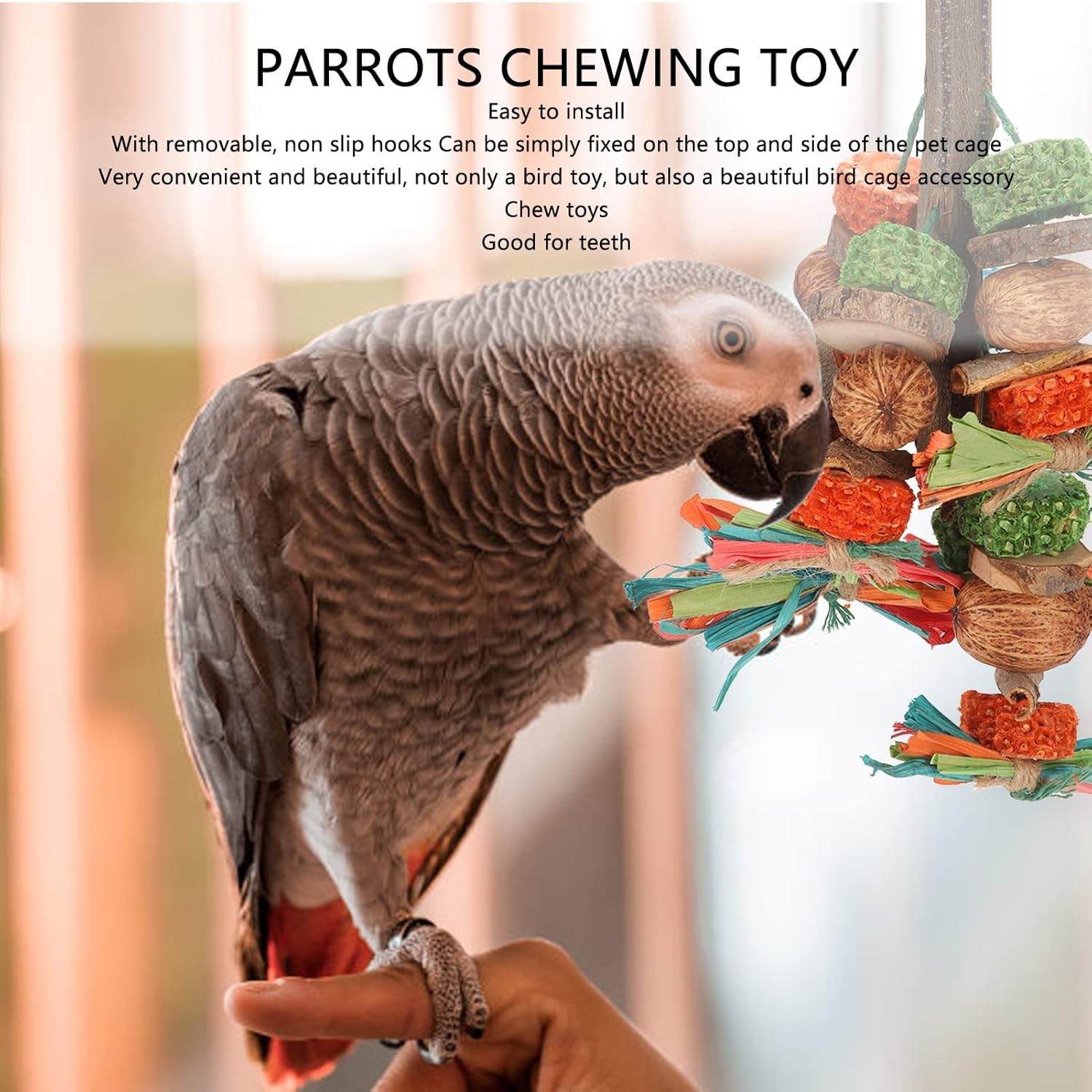 Parrot Chewing Toys, Natural Bark Corncob Nuts Parrot Toys, Bird Beak Trimmer, for Small and Medium Parakeets, Cockatiels, Conures, Budgies, Lovebirds image number 3