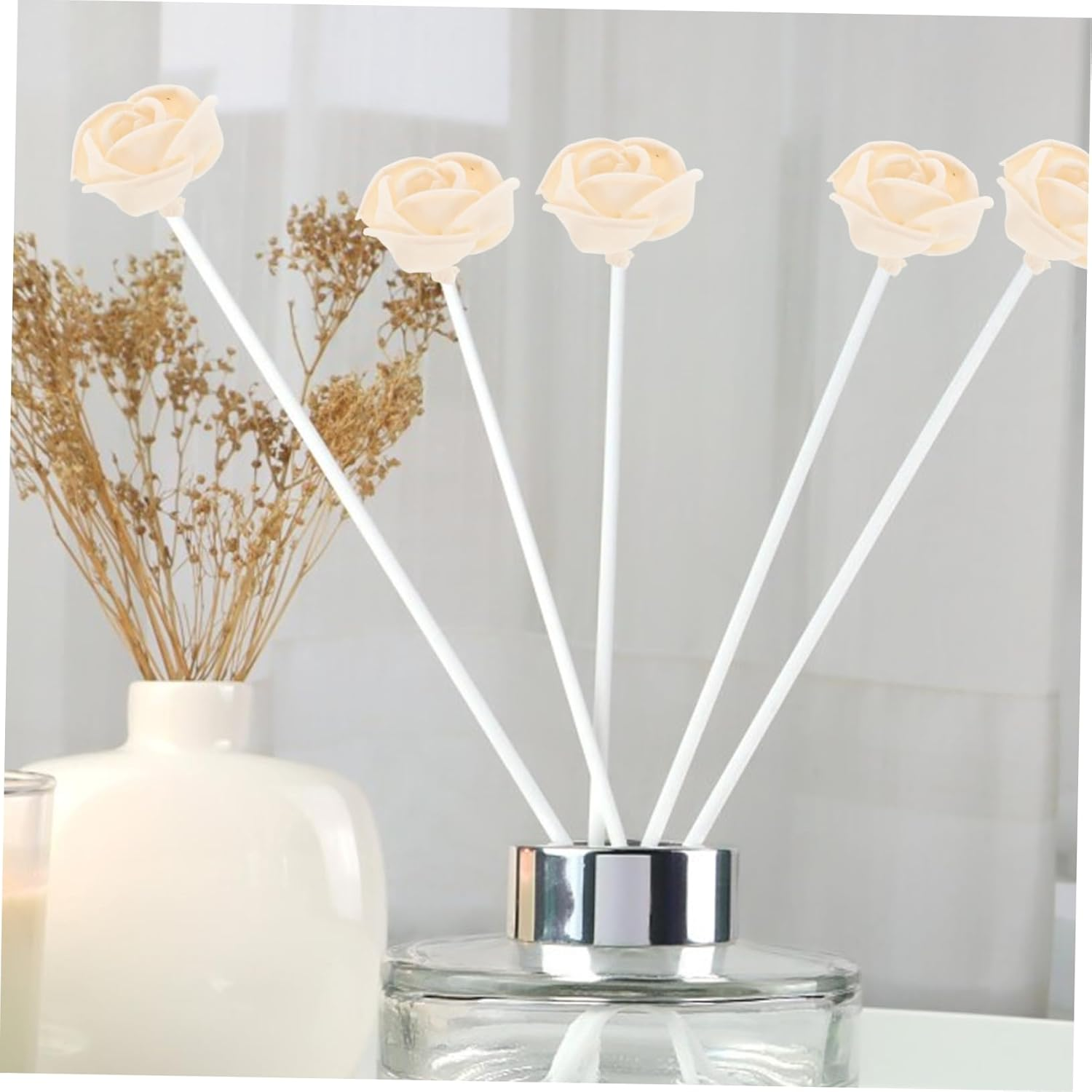 6Pcs Aromatherapy Roses Scent Diffuser Essential Oil Car Diffuser Fragrance Scented Replaceable Aromatherapy Flower Wedding Aroma Flower image number 4