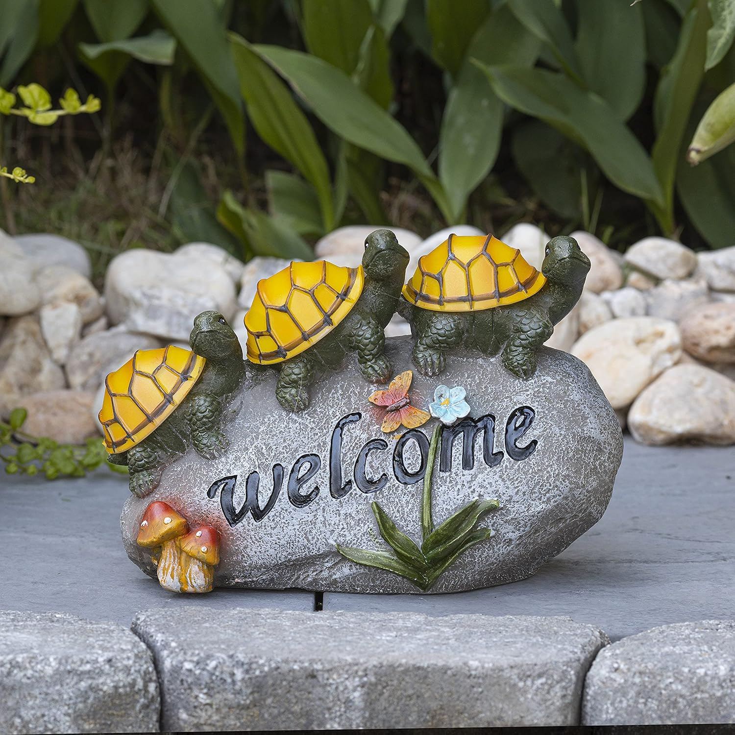 VP Home Welcome Turtles on a Rock Solar Powered LED Outdoor Decor Garden Light image number 4