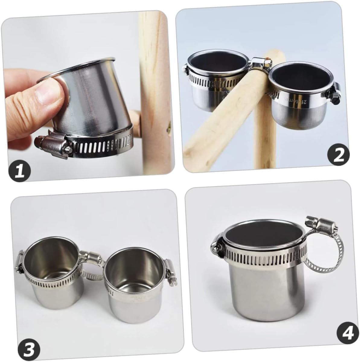 Parrot Food Cup Pigeons Cage Bird Food Feeder Dish Food Container Cage Accessories Parrot Standing Feeder Bird Coop Cups Pet Supplies Big Bird Stainless Steel to Feed Bird Stand (Silvery, 5.5Cm) image number 1