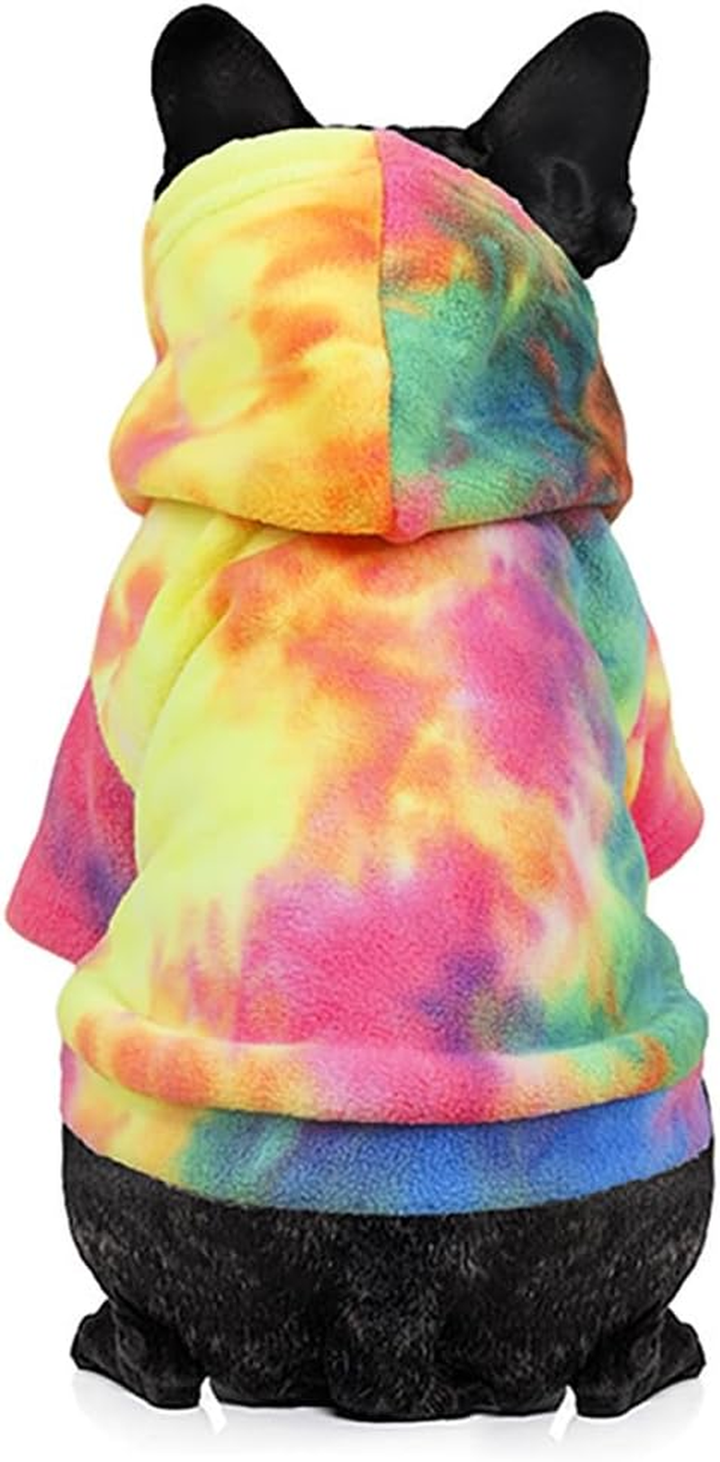 Tie Dye Dog Cat Fashionable Casual Hooded Sweat Shirt (Bandhnu, M)