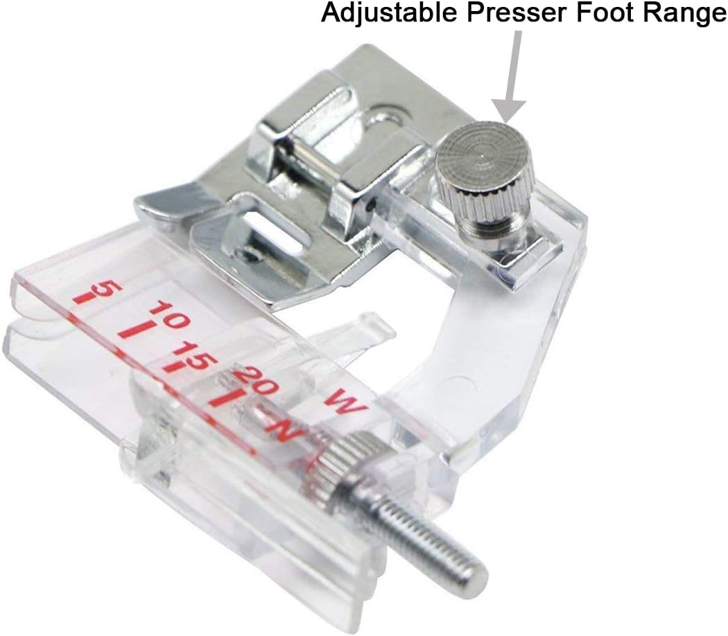 Adjustable Tap Bias Binder Foot for All Low Shank Snap-On Singer, Brother, Babylock, Euro-Pro, Janome, Kenmore, White, Juki, New Home, Simplicity, Elna and More! Adjustable Range from 5Mm to 20Mm image number 2