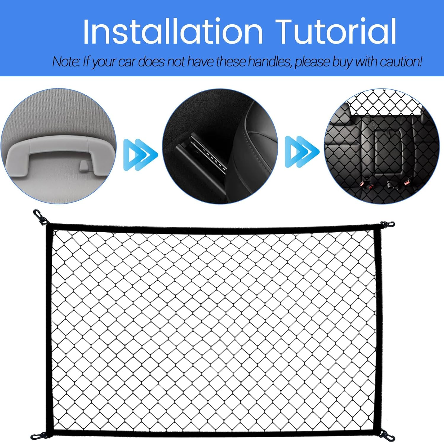 Dog Barrier Car Net with Hooks, Pet Barrier for Car, Car Rear Seat Isolation Barrier Net Back Pet Dog Seat Divider, Dog Car Net Barrier Trunk for Car, Trucks, SUV, Vans (47.2'' X 27.5'') image number 2
