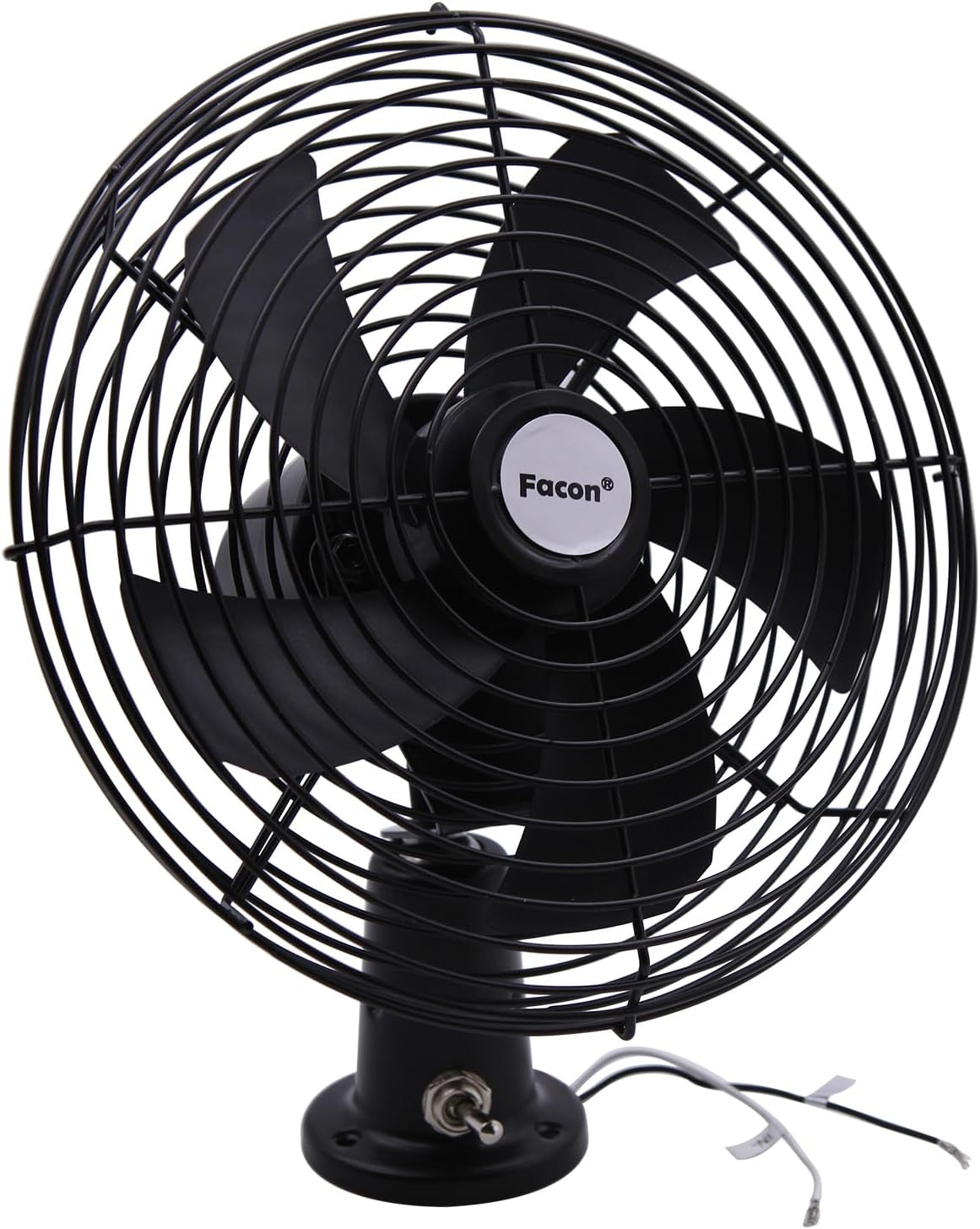 Facon 12V RV Cooling Fan with 2 Speed Switch, Dia: 8-3/4&rsquo;&rsquo;, Heavy Duty Black Metal Car Fan, for Auto Truck, RV, Camper, Trailer, Car, Buses and Boats image number 5