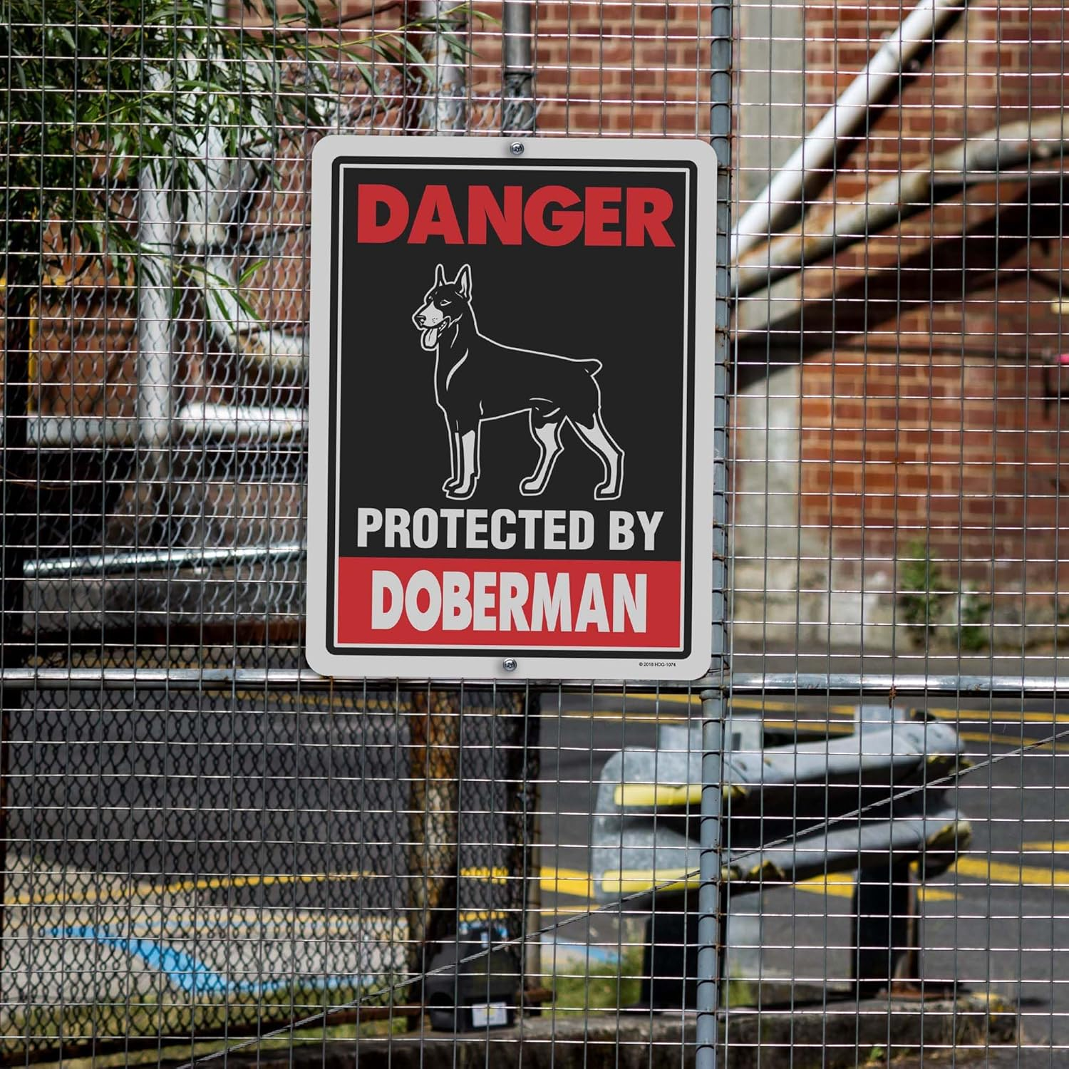 Danger Protected by Doberman 9 X 12 Inch Beware of Dog Warning Metal Aluminum Sign - Made in the USA - Doberman image number 4