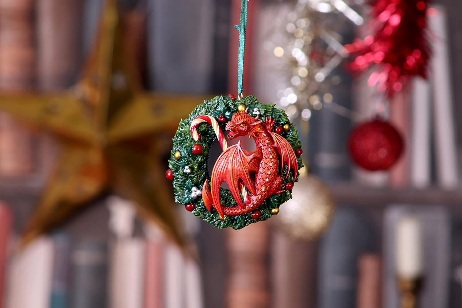 Nemesis Now Anne Stokes Sweet Tooth Dragon Hanging Ornament 9Cm, Resin, Red, Anne Stokes Merchandise, Sweet Tooth Dragon Hanging Christmas Decoration, Cast in the Finest Resin, Expertly Hand-Painted image number 2