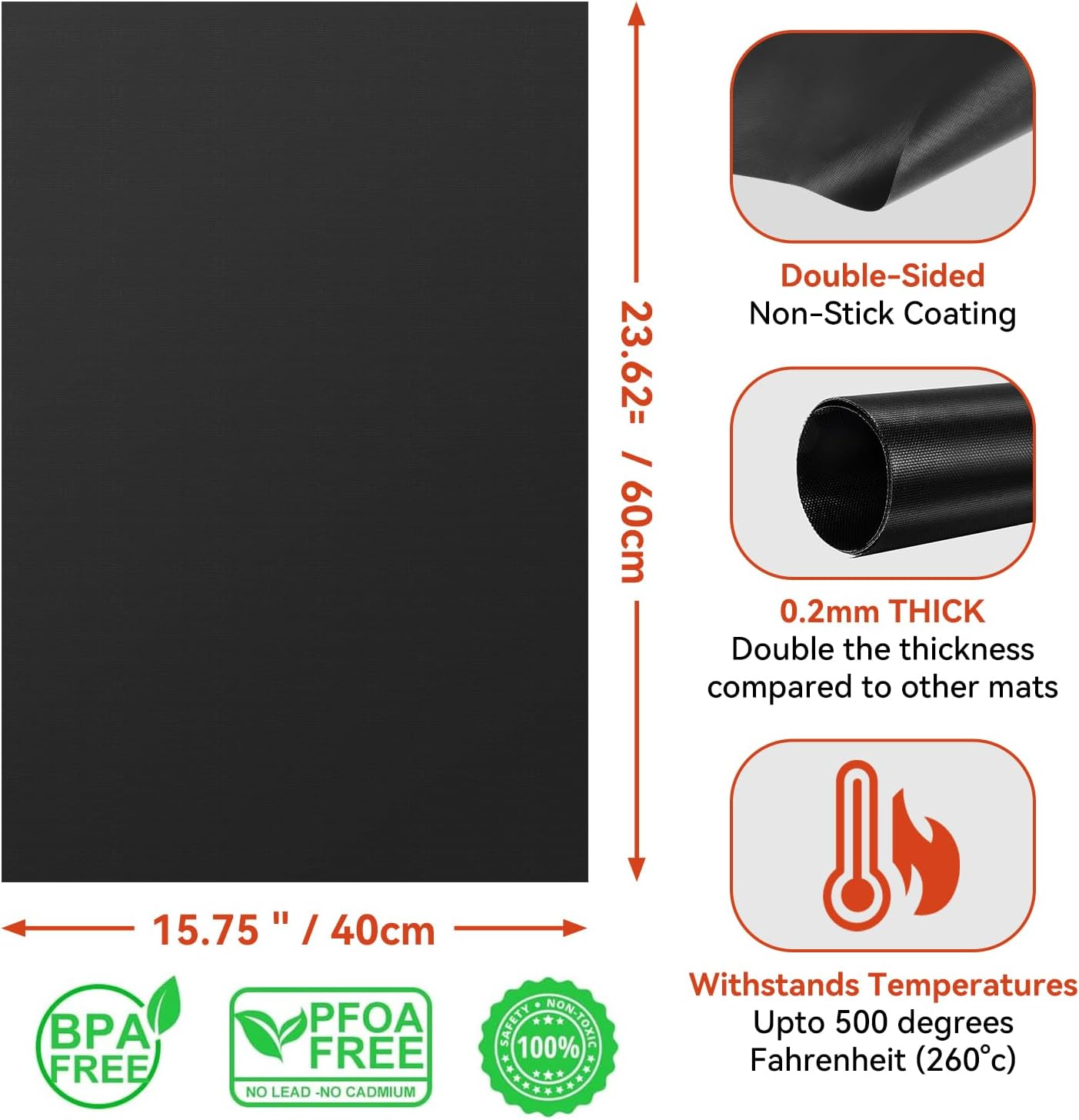 Oven Liners for Bottom of Oven, 2 Pack Reusable Large Thick Heavy Duty Teflon Oven Mat Set, Non Stick Oven Mats for Bottom of Electric Oven Gas Oven Toaster Oven Microwave Stove Grill, Easy to Clean image number 1