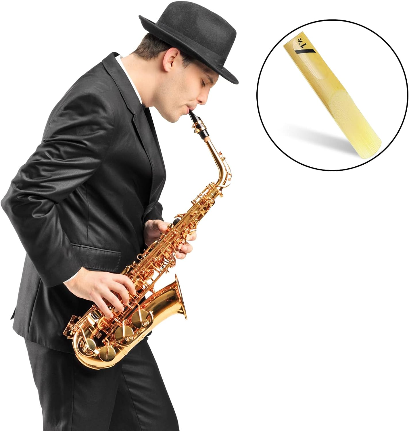 Yeshone 20 Pieces Alto Saxophone Sax Reeds Bamboo Saxophone Reeds with Individual Case for Clarinet Soprano or Alto Sax,1.5 in Strength image number 2