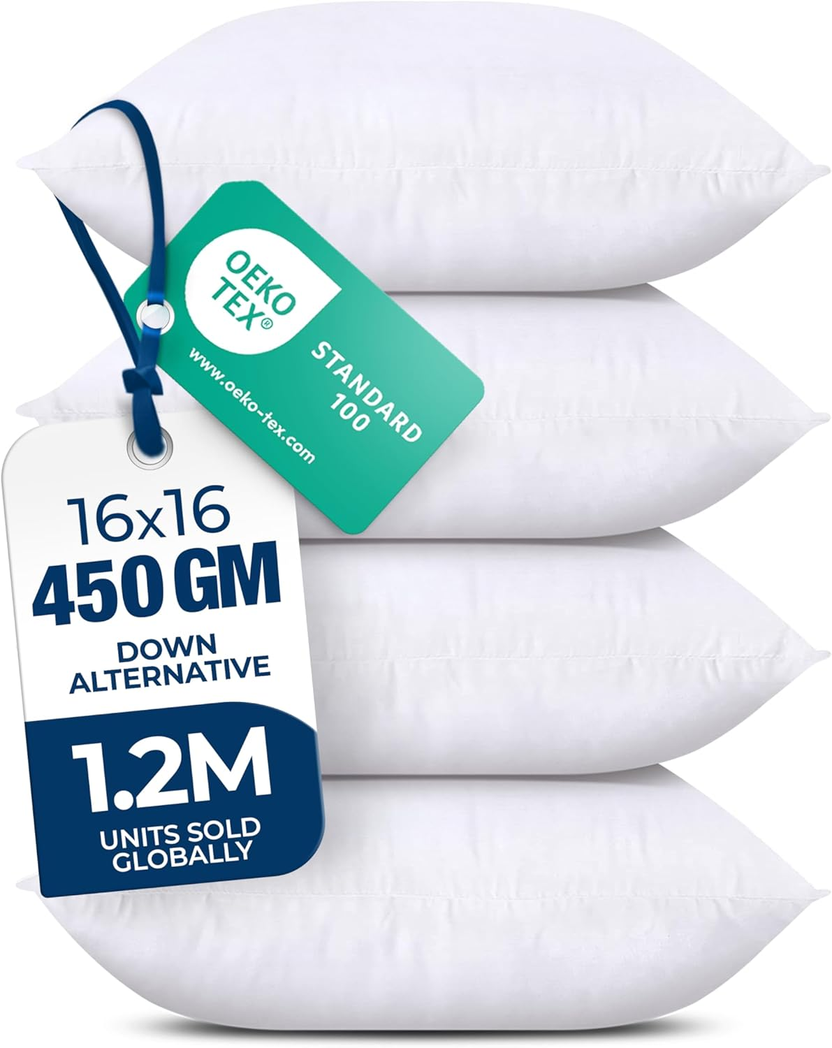 Utopia Bedding Throw Pillows Insert (Pack of 4, White) - Bed and Couch Pillows - Indoor Decorative Pillows (40X40 Cm (Pack of 4)) image number 1