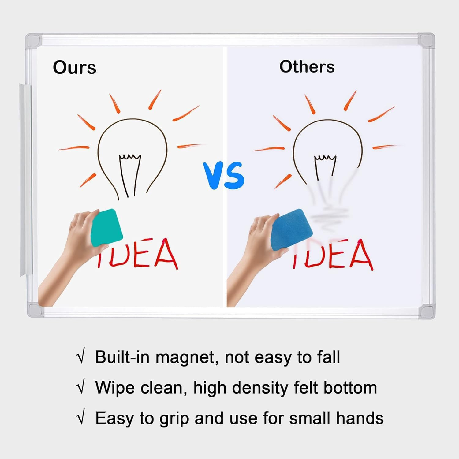 8 Pack Mini Dry Erase Erasers with 3 Pcs Magnetic Dry Erase Markers, Magnetic Whiteboard Dry Eraser Chalkboard Cleansers for Classroom, Home and Office (4-Color, 2 X 2 Inch) image number 4