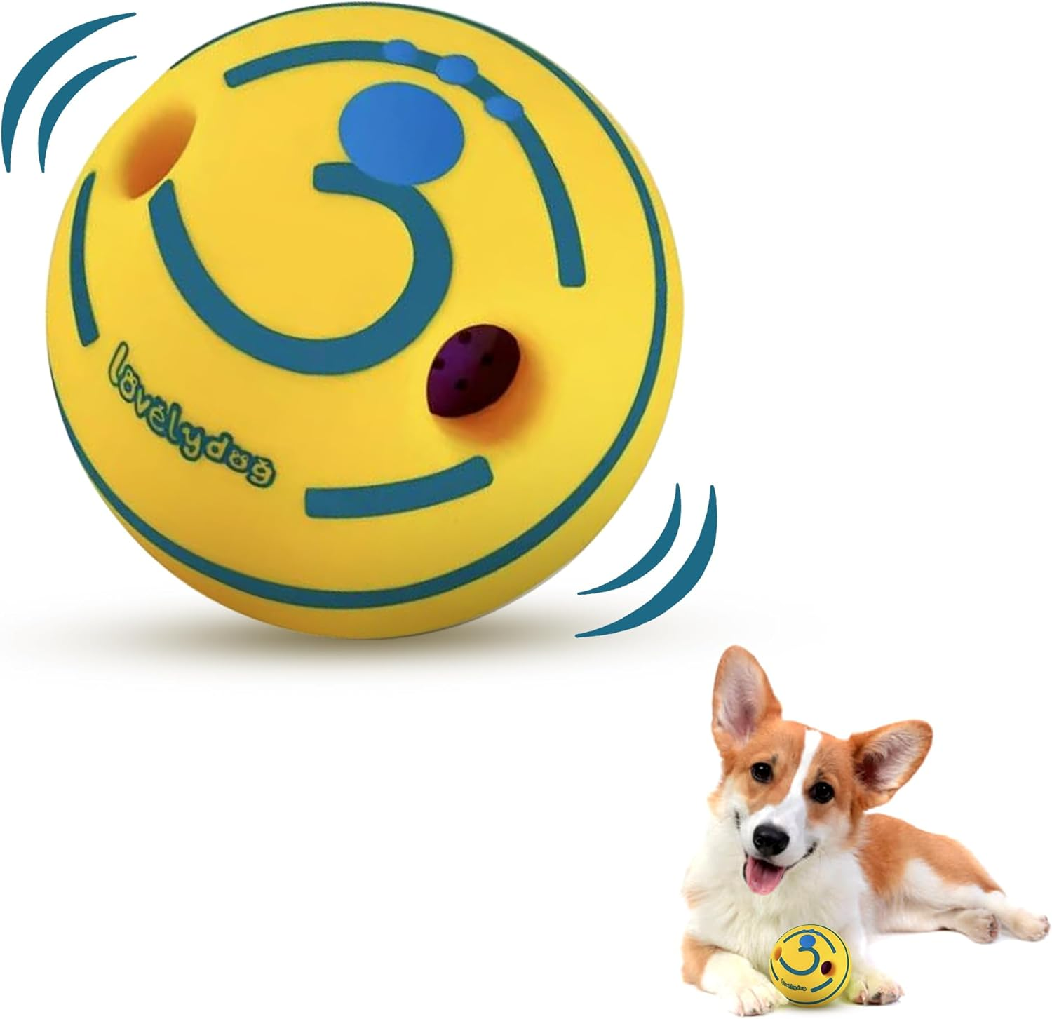 Tails and Treasure Durable Wobble Sound Dog Rolling Ball Interactive Waggle Giggle Ball Dog Toy - 11Cm image number 3