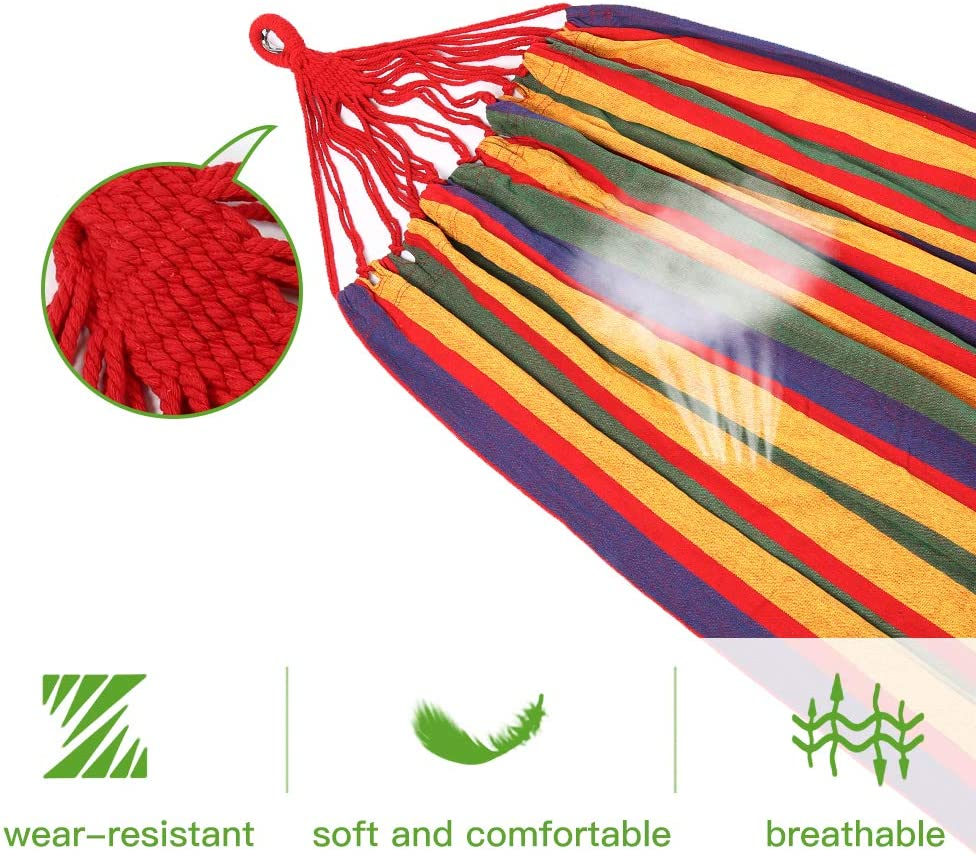 Goutime 9Ft Double Hammock with Detachable Stand Includes Portable Carrying Bag 450 Lb Capacity image number 5