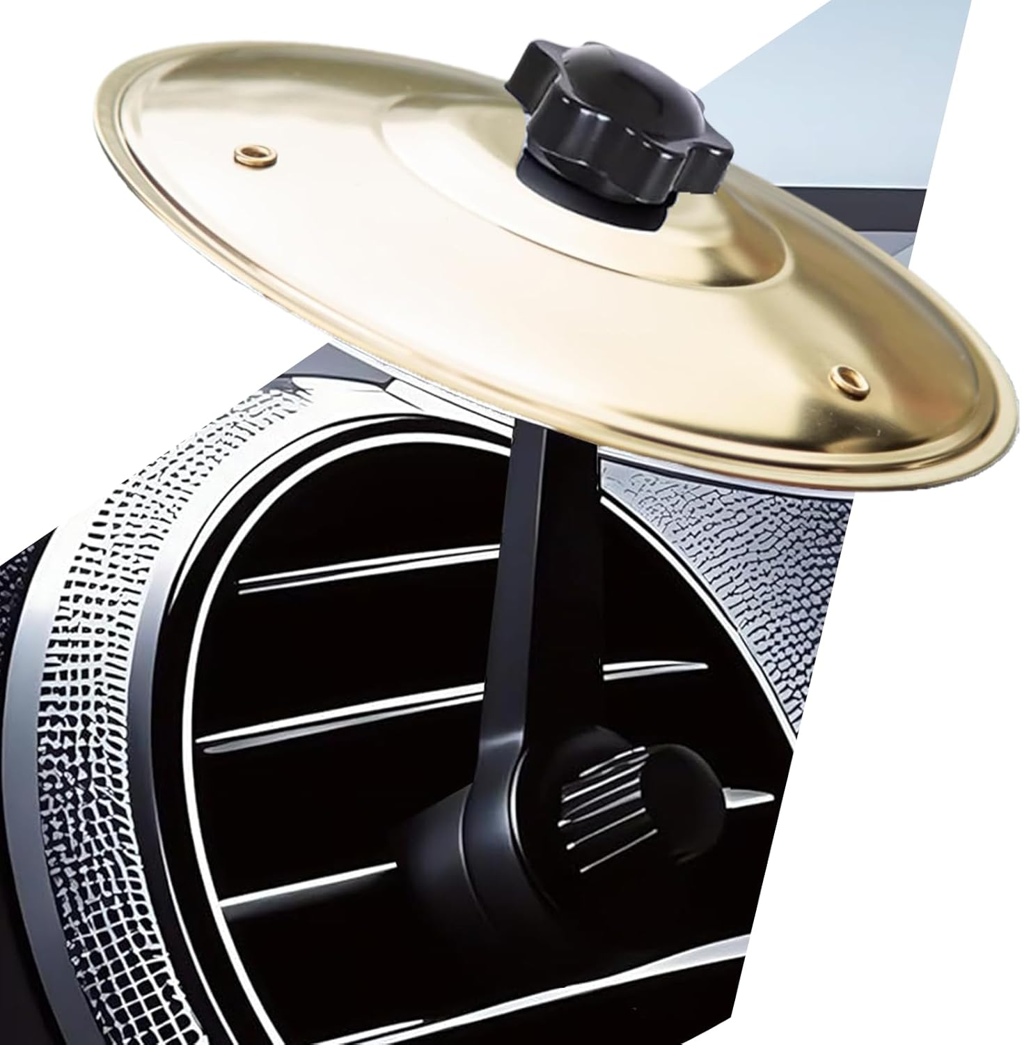 Car Cymbal, Car Crash Cymbal Air Vent - Easy Clip-On Mini Cymbal for Car Dashboard.Cool Car Interior Accessories for Entertainment(Silver)