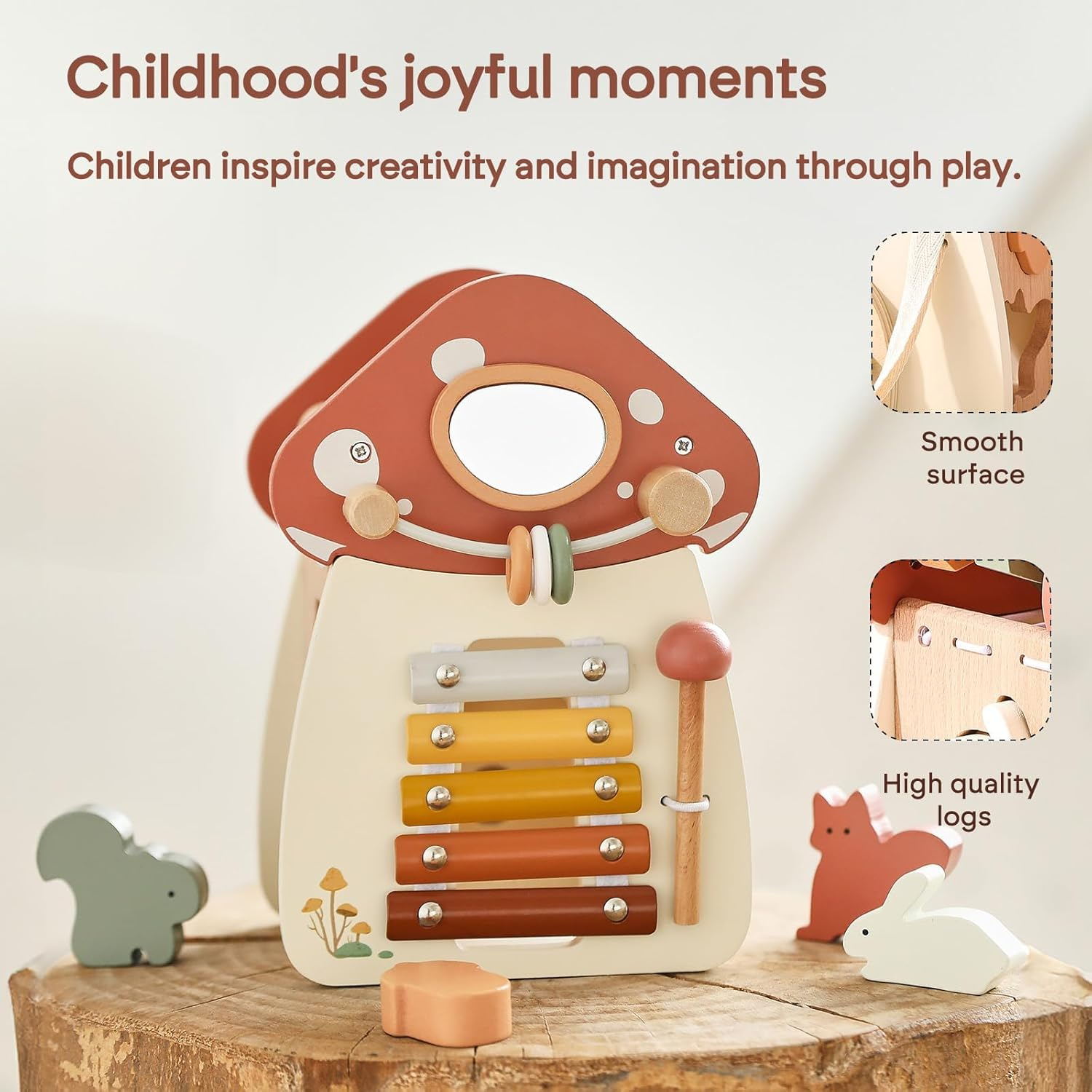 IEATFO 8 in 1 Wooden Activity Cube Toys for Baby Travel Sensory Toys for Toddlers 1-3 Multipurpose Educational Learning Toy for Kids Shape Sorter Montessori Toy to 1 2 Year Old First Birthday Gift image number 2