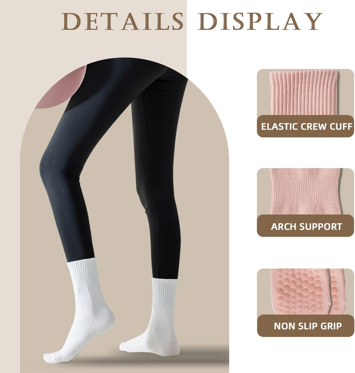 ZANZER Pilates Yoga Socks with Grips for Women,Non-Slip Reformer Yoga Pilates Grip Socks for Sport,Hospital,Ballet,Barre,Dance,Barefoot image number 1