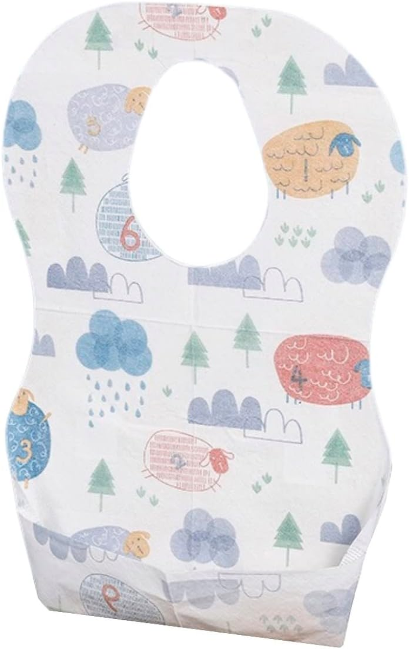 Disposable Baby Bibs- 40 Pack- Convenient Travel Friendly- Cute Designs for Kids image number 1