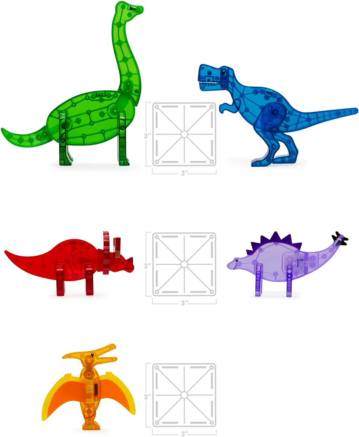 Magna‑Tiles Dinos Magnetic Construction Toy Set &ndash; 5-Piece Magnetic Dinosaur Tiles &ndash; Creative STEM Building Play for Kids, Compatible with Other Magna-Tiles, Ages 3+ image number 5