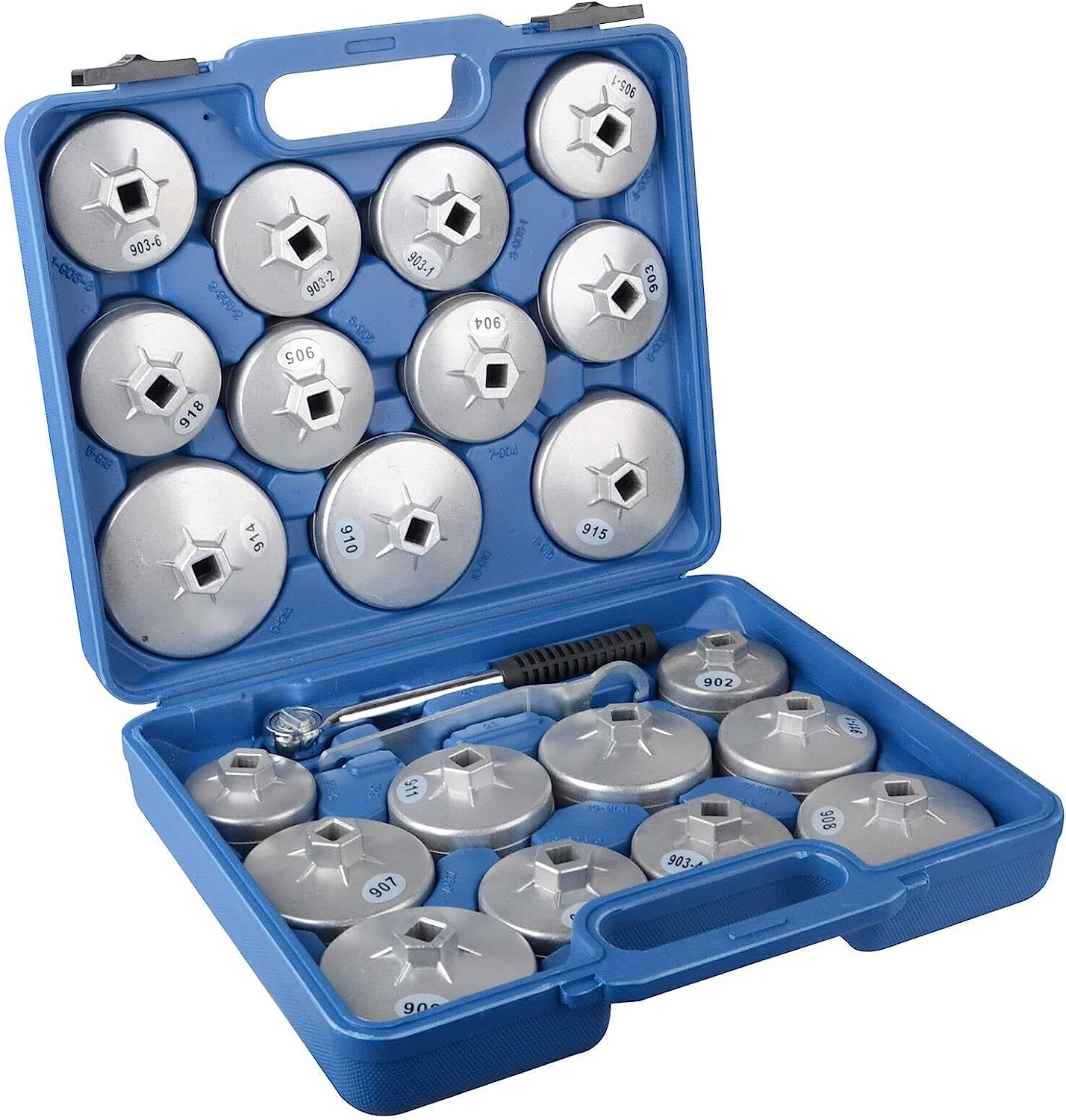 23Pcs Cap Type Oil Filter Wrench Set Automotive Removal Socket Tool Kit