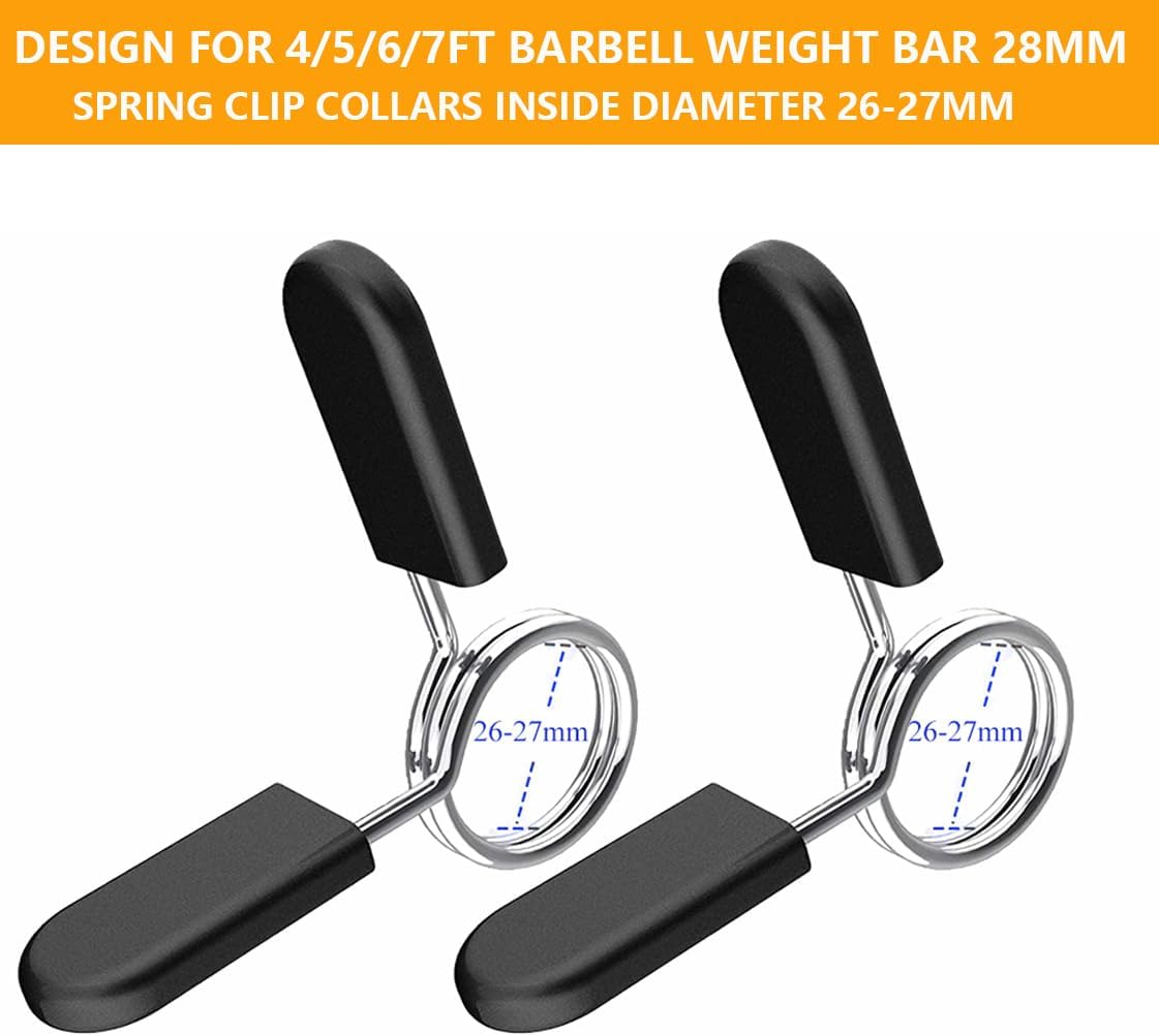 Barbell Clamps, Stainless Steel Spring Collar Clips and ABS Locking Barbell Collar, Pack of 4 Exercise Collars Quick Release Fitness Bar Clips Weight Lifting Dumbbell Weight Bar Clamps - 25Mm image number 5