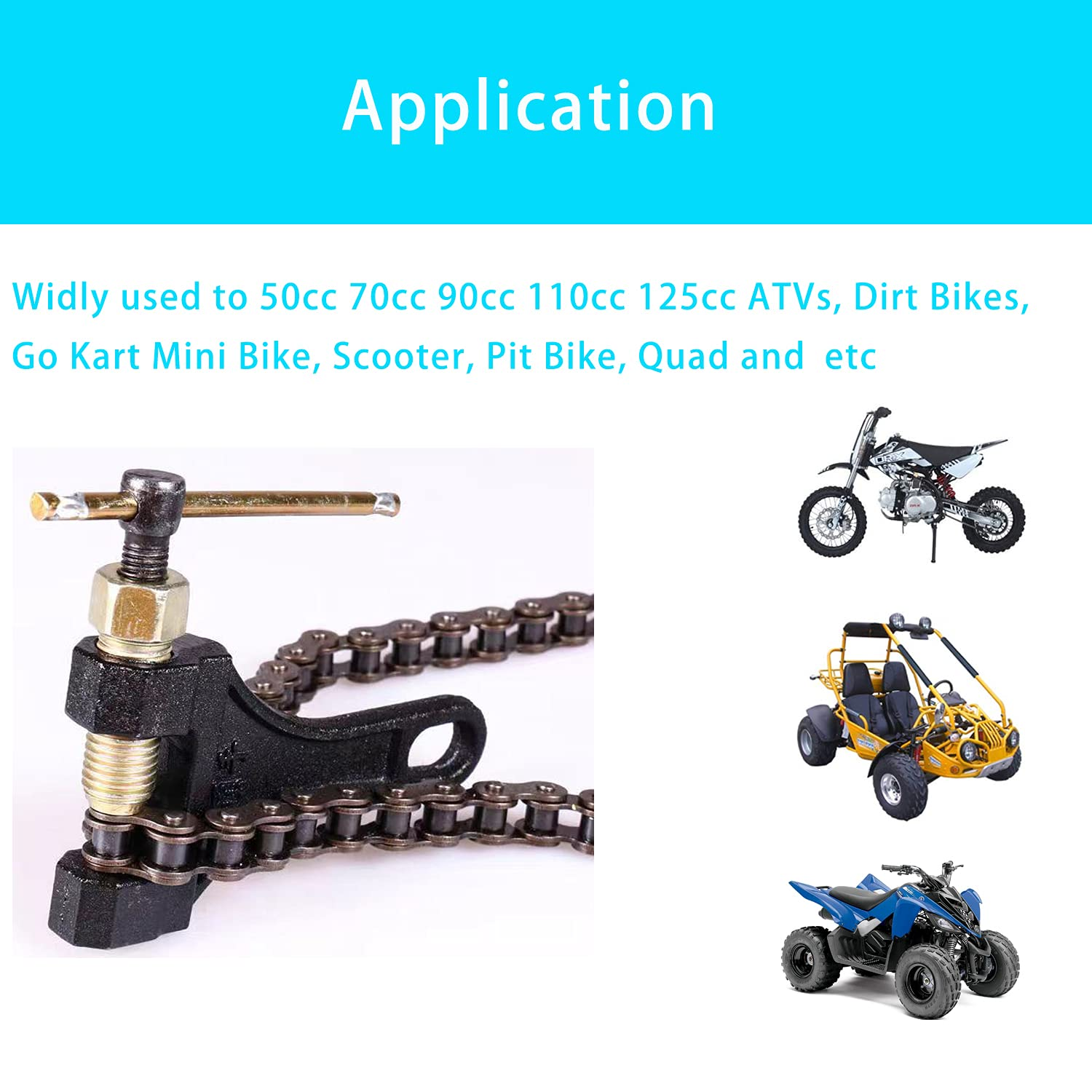 LUPING Chain Breaker Tool for 420-530 Roller Chain, Molybdenum Steel, Single Strand, Adjusts 420Mm, 428Mm, 520Mm, 525Mm, 528Mm, 530Mm Chains for Atvs, Dirt Bikes, GO Karts, Scooters, Pit Bikes image number 4