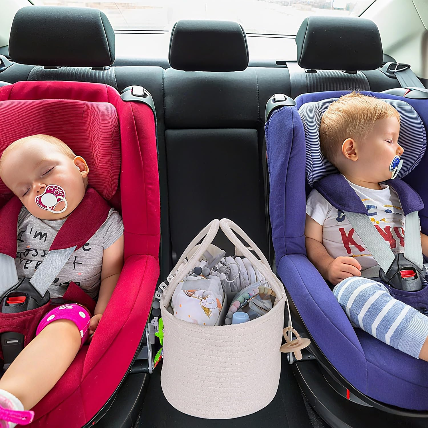 Diaper Caddy Organizer, Baby Storage Basket, Nursery Bin and Car Organizer for Diapers, Gift Basket for Baby Shower List or Newborn Essentials, Boys and Girls -(Beige) image number 2