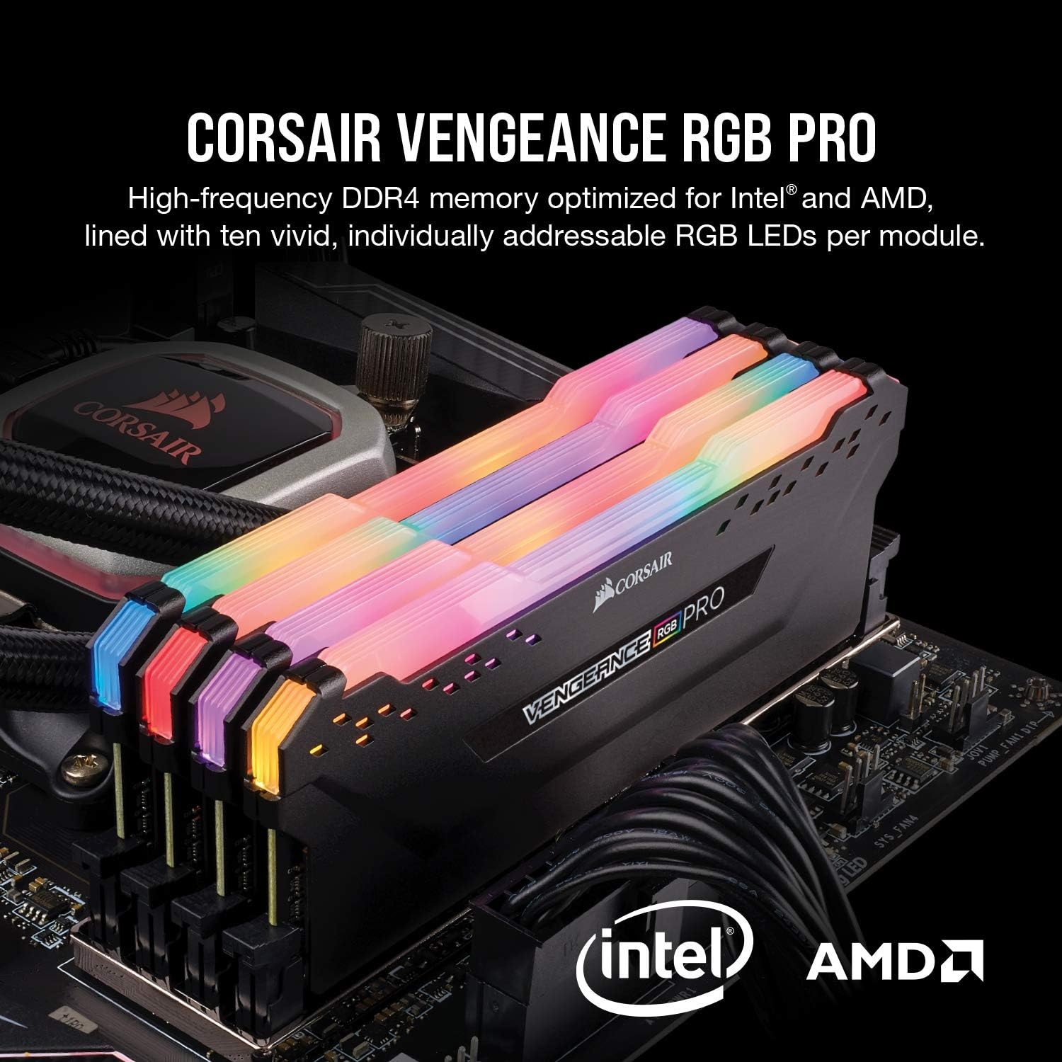 Corsair Vengeance RGB Pro 16GB (2 X 8GB) DDR4 3200 C16 Desktop Memory Kit, Black image number 1