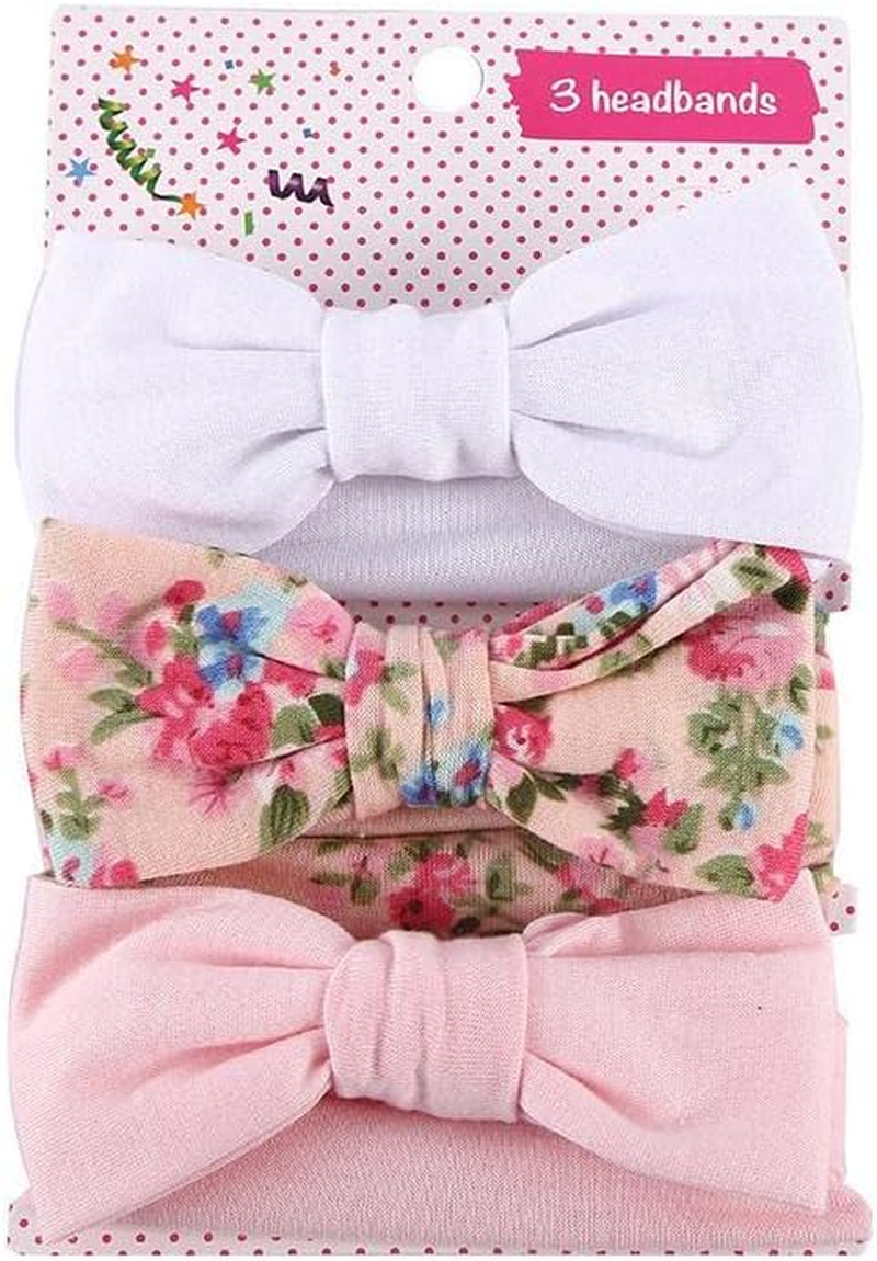 AIMALL 3Pcs/Set Baby Girl Infant Toddler Headband Wrap Top Knot Soft Single Bow Turban, Comfortable Fashion Accessories image number 1