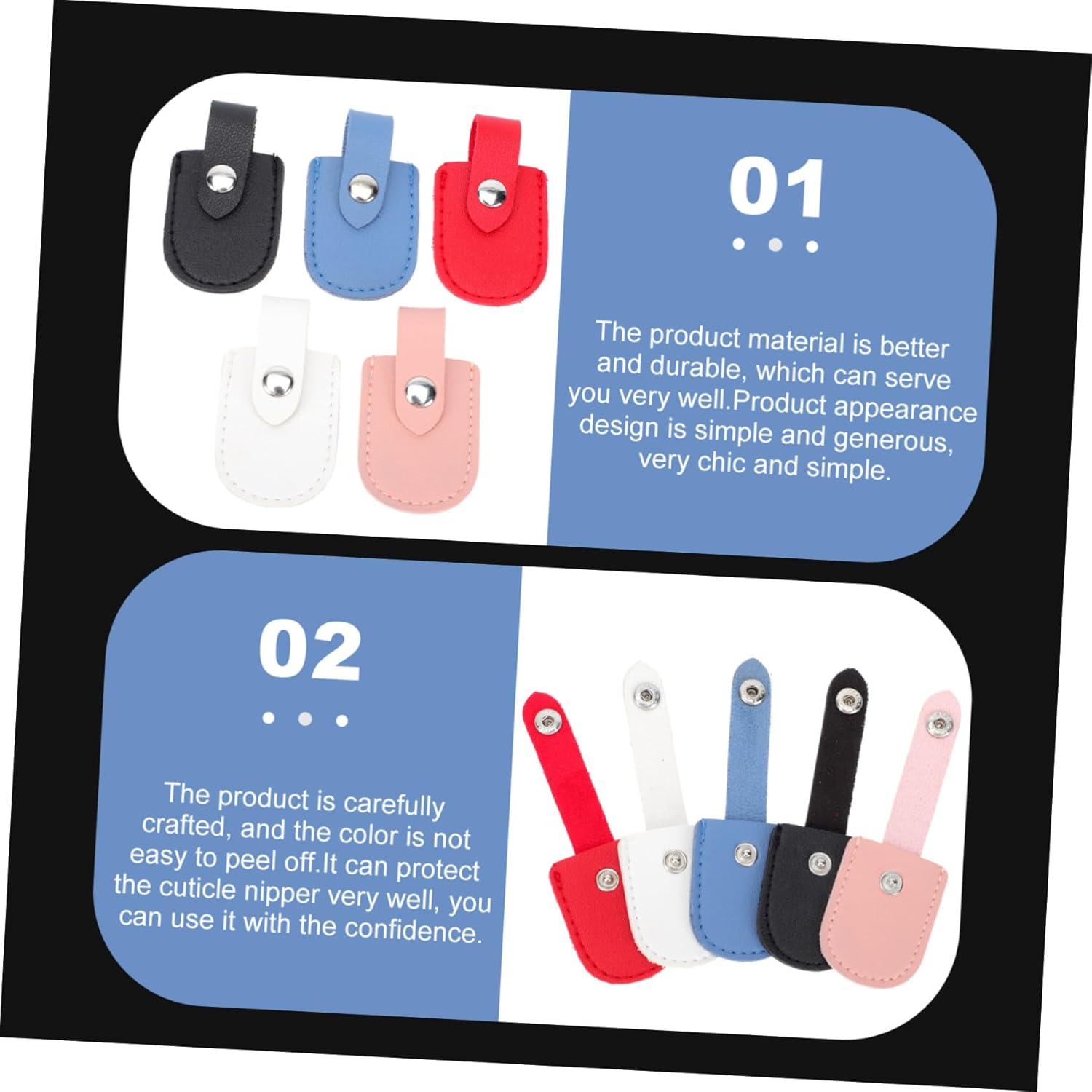 Beaupretty 5Pcs Nail Scissor Covers PU Protective Case Manicure Tool Accessory Cuticle Scissor Sheath Practical Nail Art Supply Safety