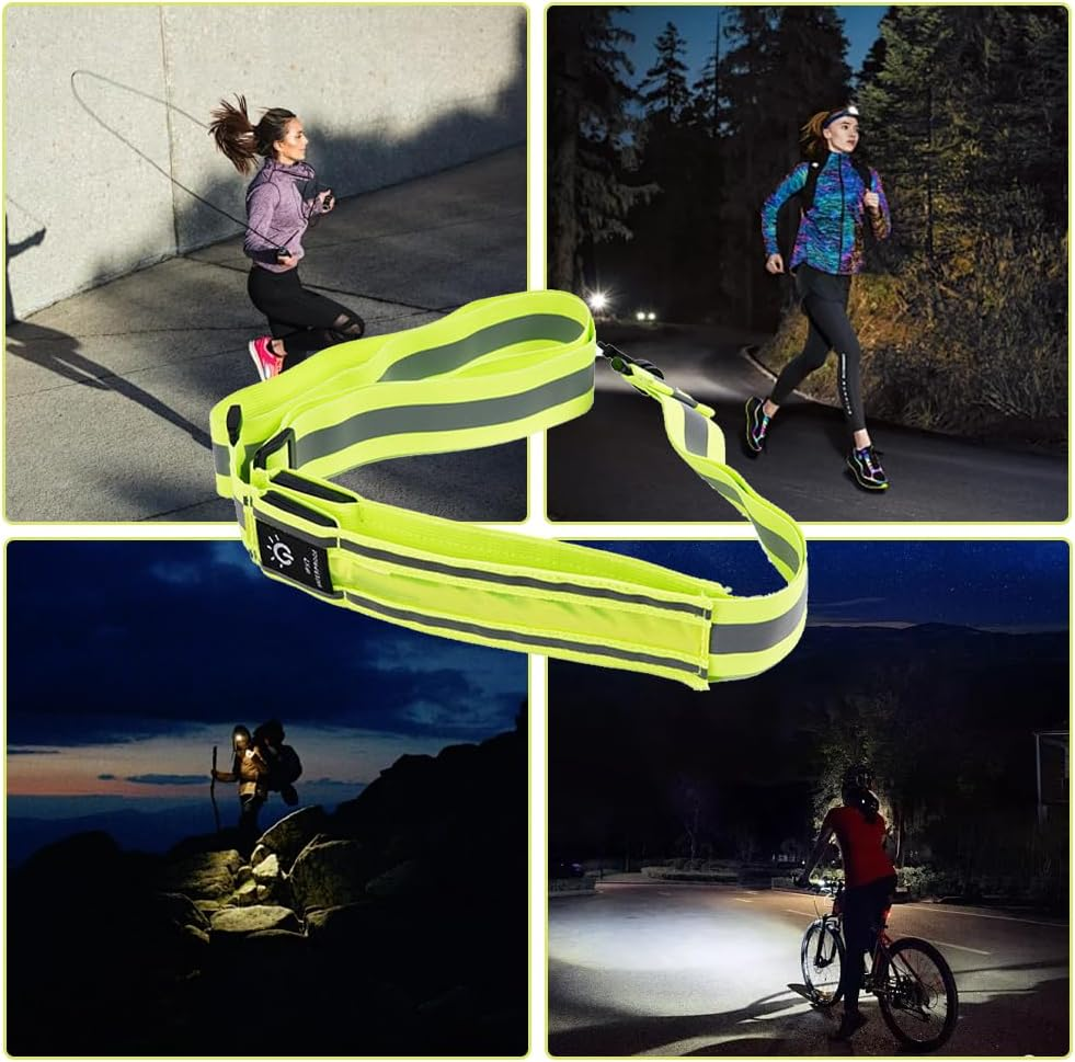 Running Light Jogging with Reflectors Belt, Led Light Running Belt,Reflective Walking Gear,Adjustable Luminous Shoulder Strap,For Runners, Walkers at Night image number 3