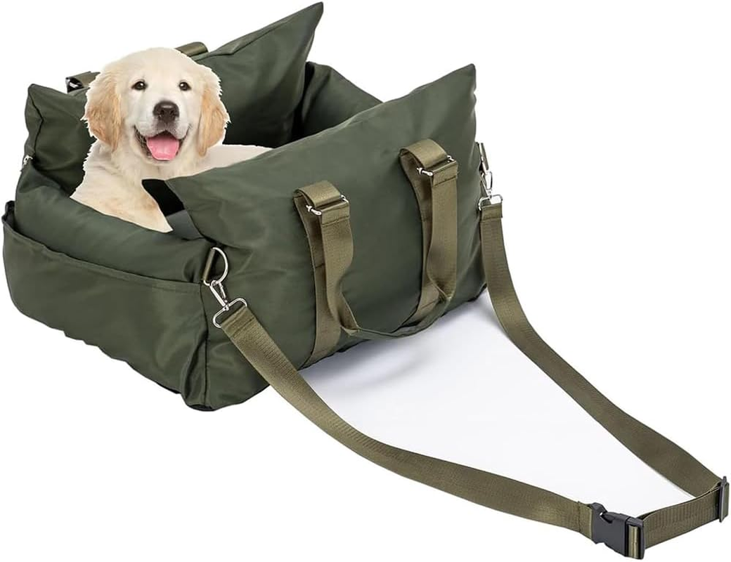 Dog Car Seat for Small Pets up to 27 KG, Portable Booster Seat Cushion Bed with Non-Slip Base, Detachable & Washable Carrier Sofa for Travel (Green) image number 3