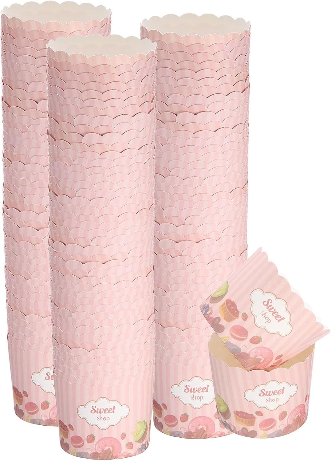 HARFINGTON 150Pcs Paper Baking Cups 6Oz Greaseproof Disposable Bulk Cupcake Muffins Liners Cases Wrappers for Wedding Birthday Graduation, Pink Sweet image number 2